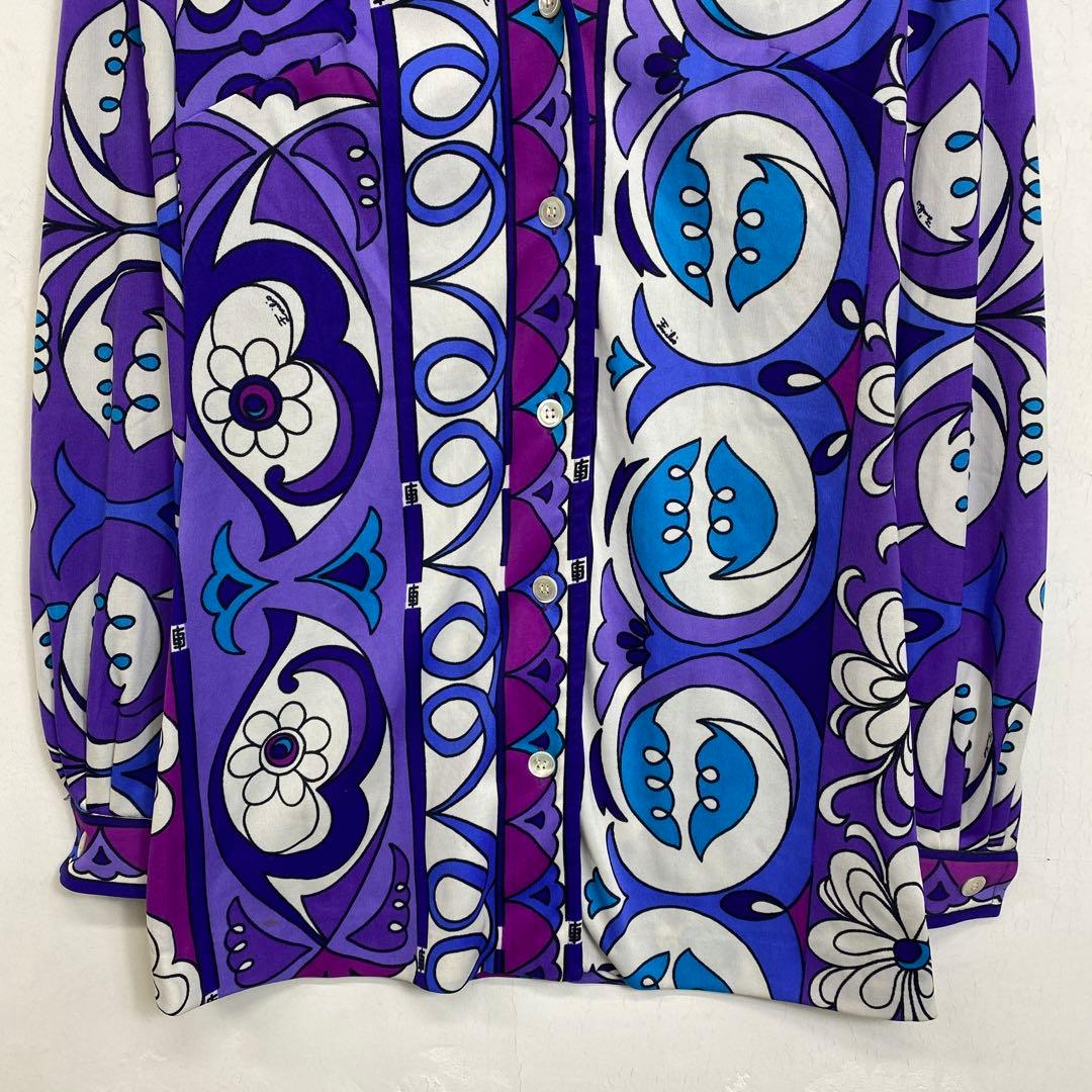 70s EMILIO PUCCI 長袖シャツ プッチ柄 パープル vintage