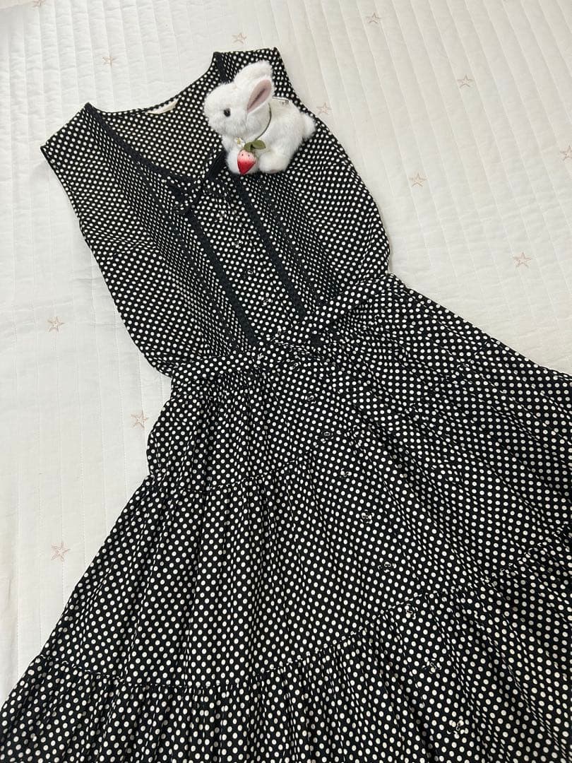 ピンクハウス　綿ローン　ワンピース　ポルカドット　ピコフリル　ヴィンテージ