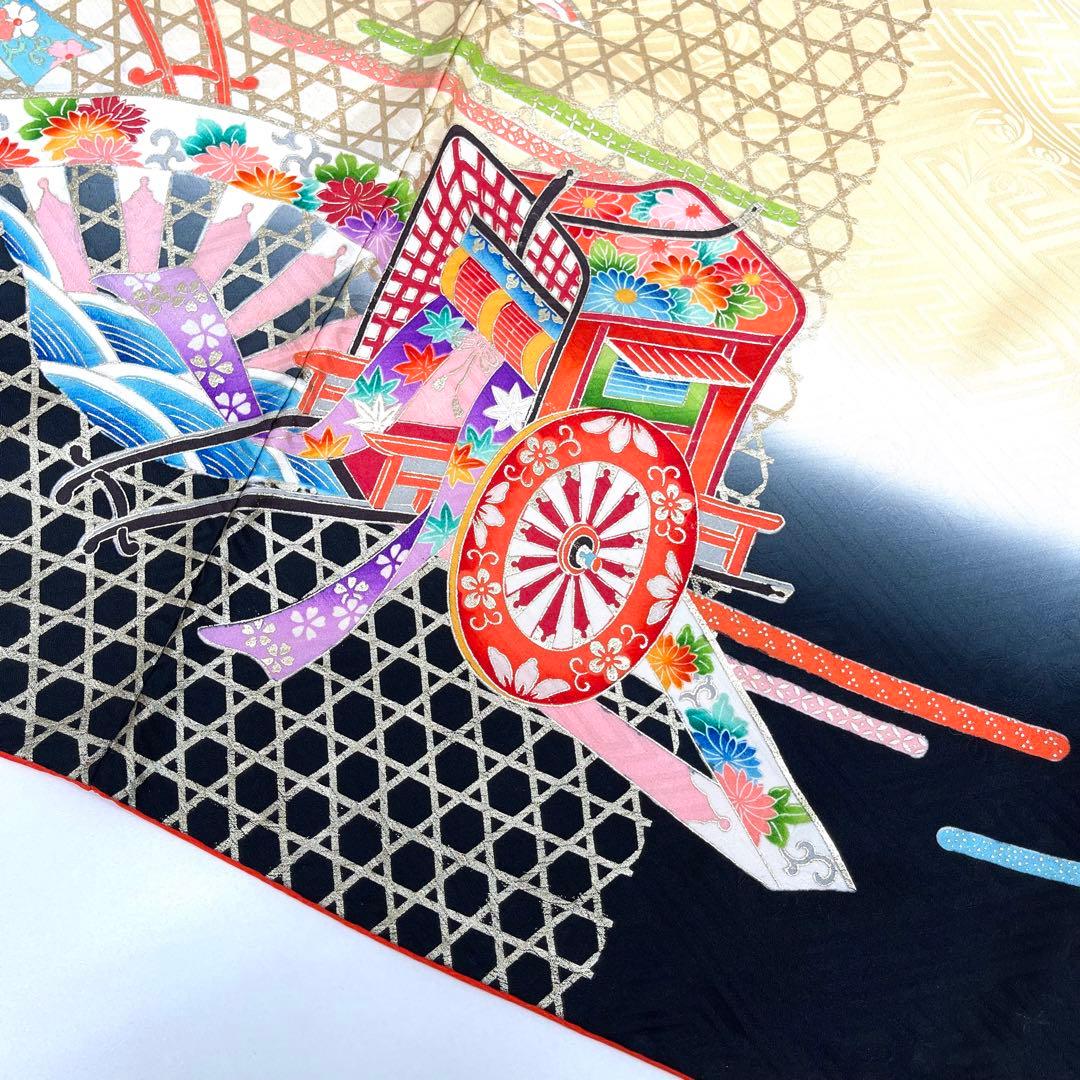 【着物と帯 時流】O24-40s◆七五三 7才女の子着物+長襦袢◆正絹百貨店取扱
