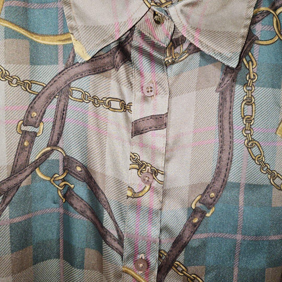 LAUREN RALPH LAUREN　チェーン柄　シャツワンピース　スカーフ柄
