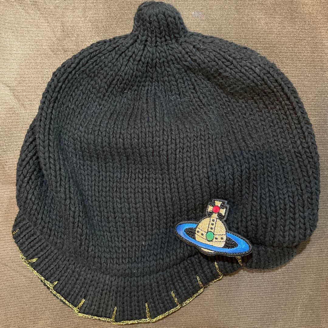 【極美品】Vivienne Westwood 宇宙テーマ 黒ニット帽