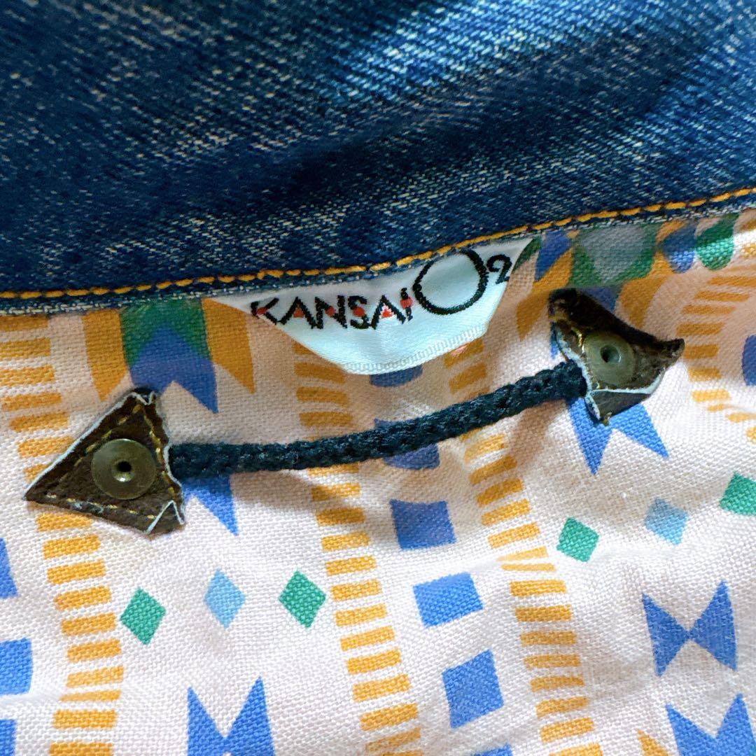 希少 KANSAI O2 山本寛斎 デニムジャケット アート刺繍 短丈 Lサイズ