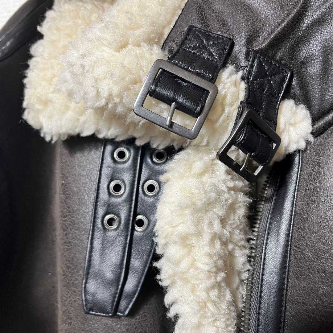 【完売名作】ZARA フェイクムートンジャケット B-3 ボア ブラウン M相当