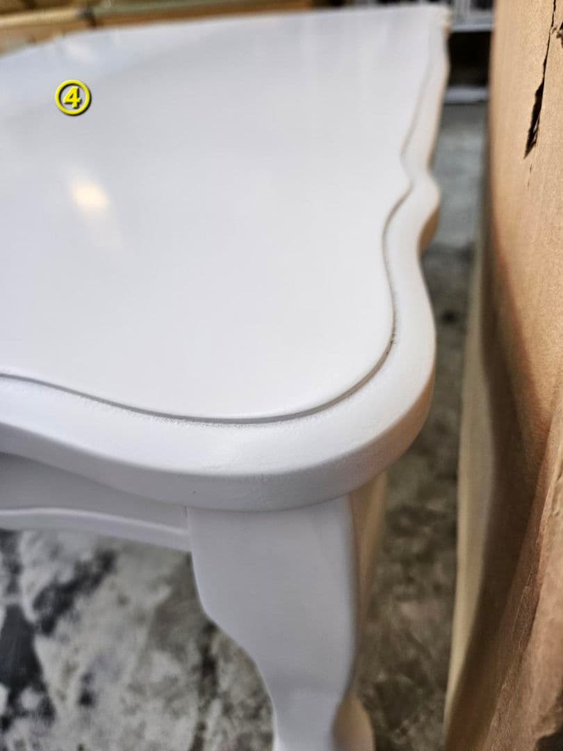 ②キズあり折りたたみ猫脚ローテーブル　WH色