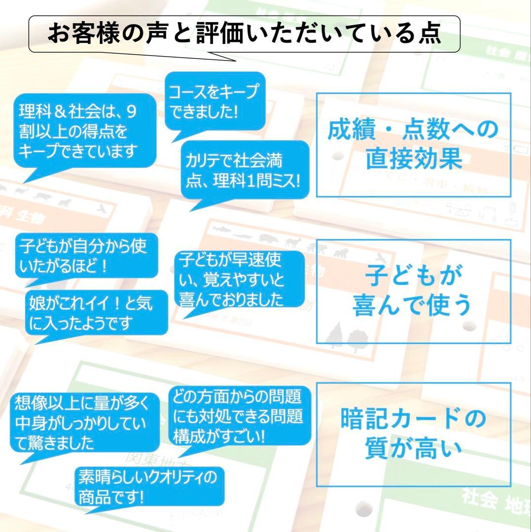 中学受験 暗記カード【4年下 社会・理科11-14回】 予習シリーズ 組分け対策