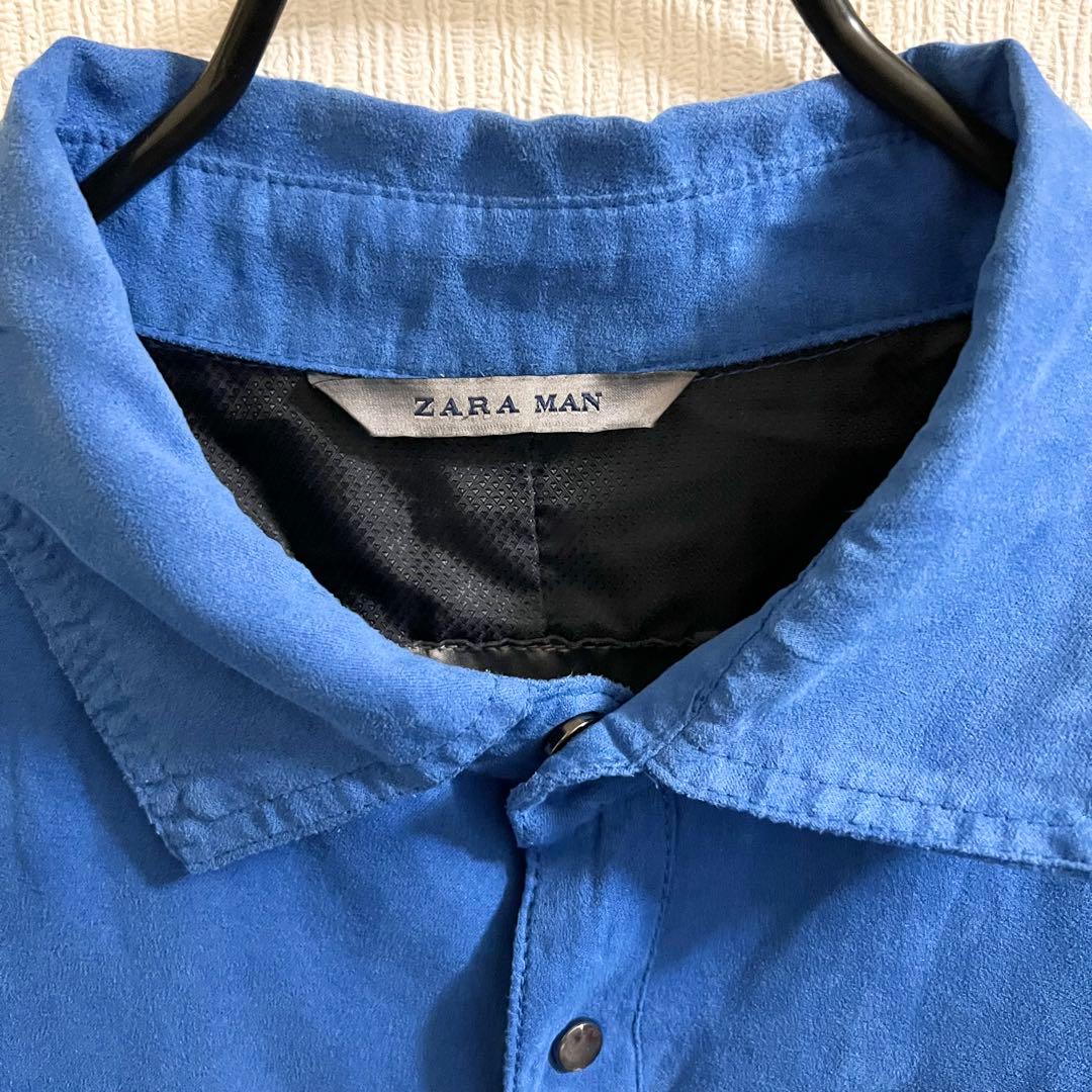 ZARA MAN ザラ フェイク スエード レザー ジャケット ブルー