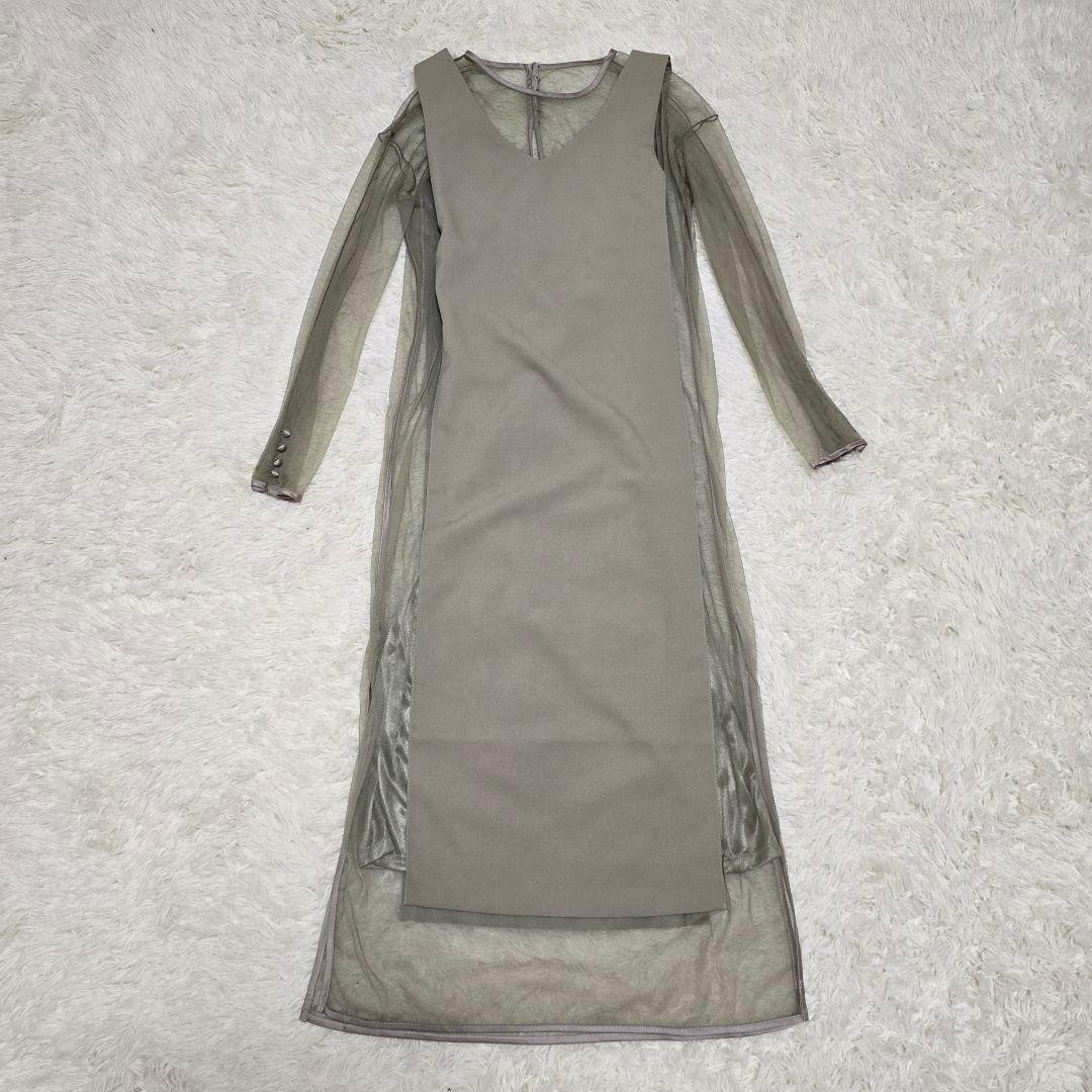 【美品】Ameri vintage TULLE DOCKING DRESS S