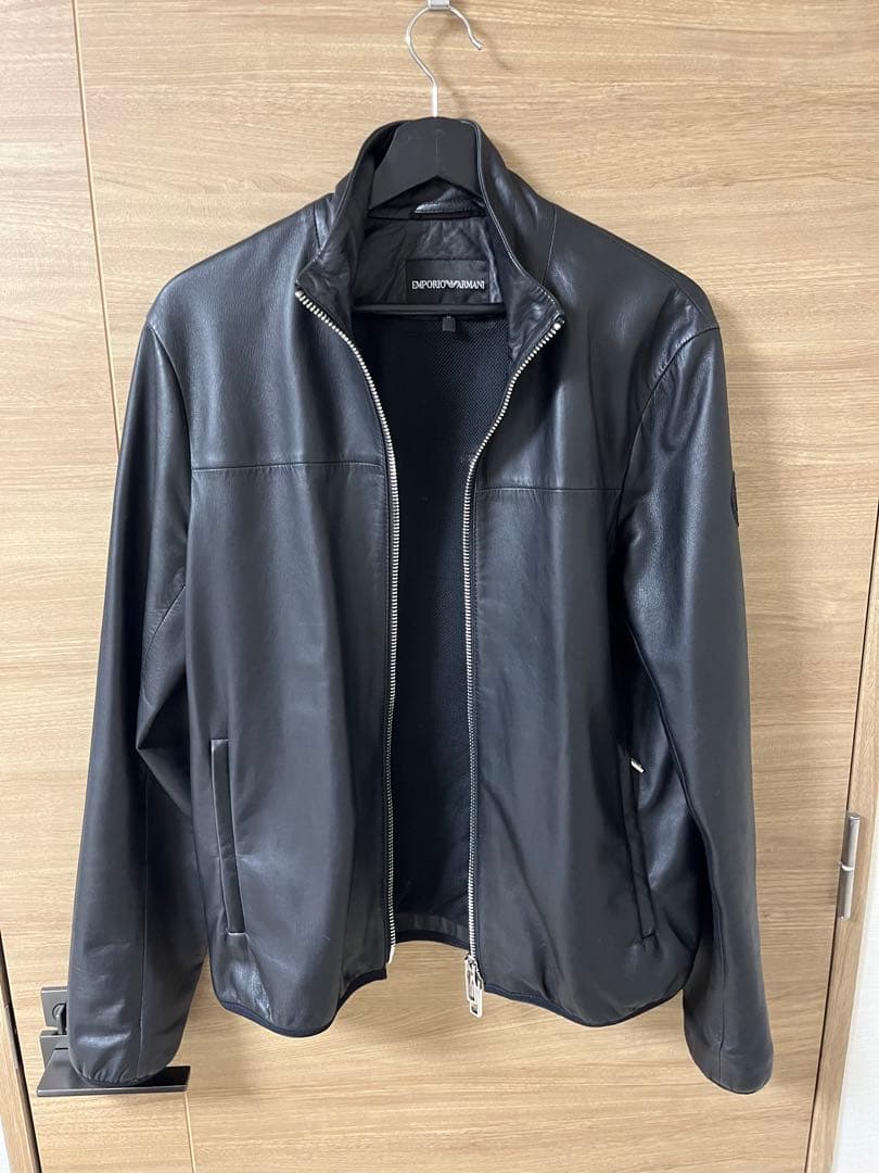 EMPORIO ARMANI ラムレザー シングル ライダース ジャケット M