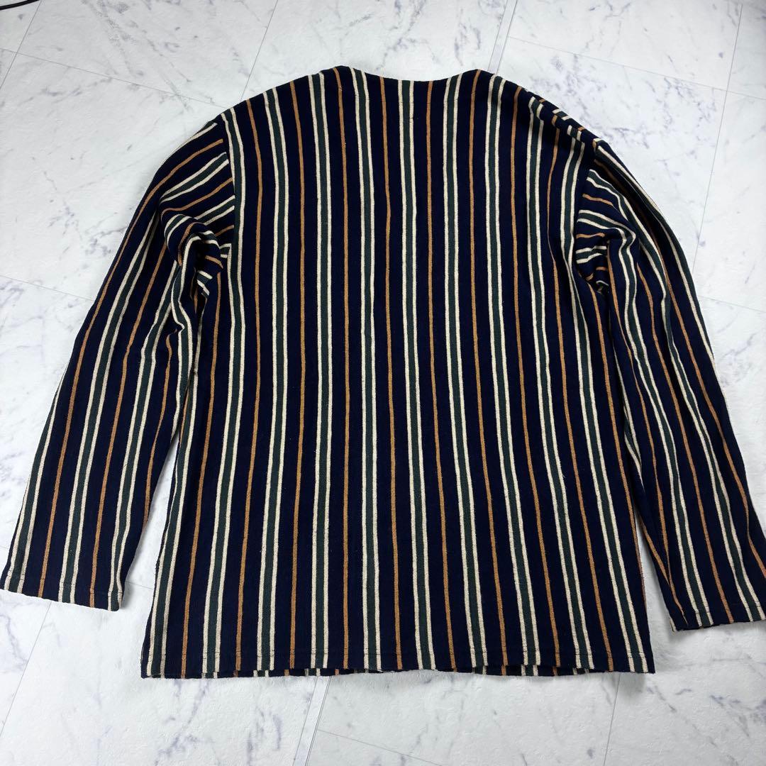 美品 KAPITAL ストライプ ウール ジャケット サイズ３ L相当 ネイビー