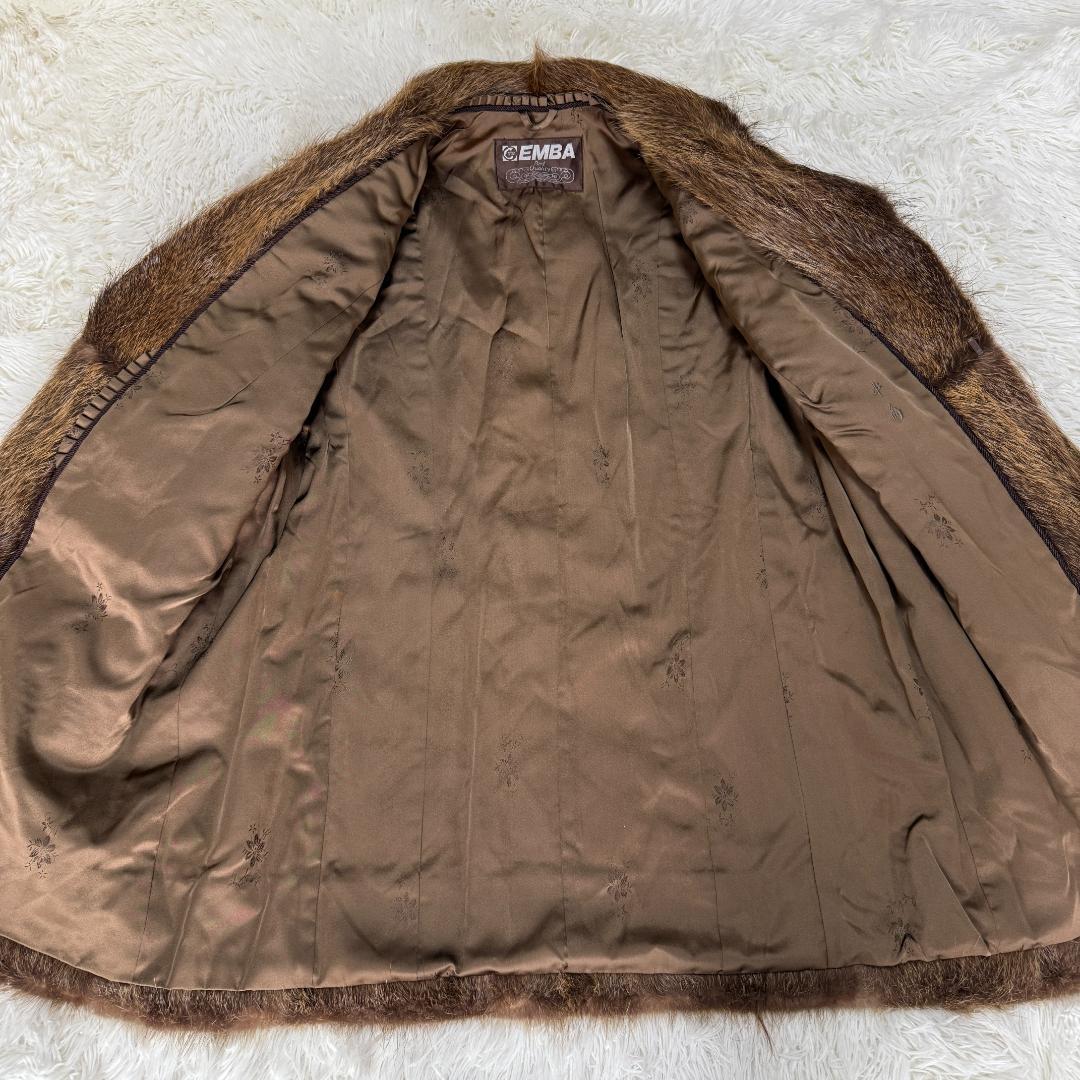 【希少】毛皮 リアルファー ヌートリア EMBA エンバ ブラウン L-XL