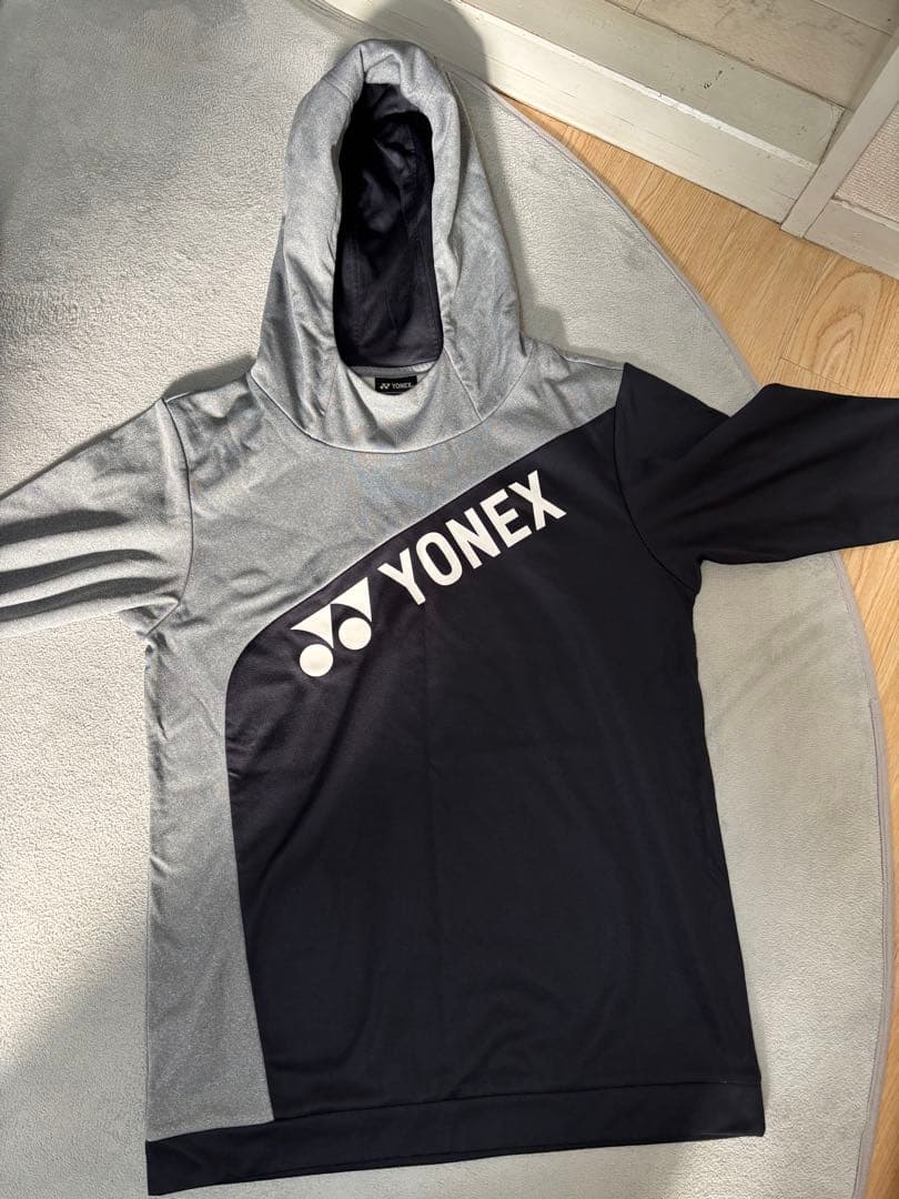 YONEX フード付きウェア L グレー/ネイビー