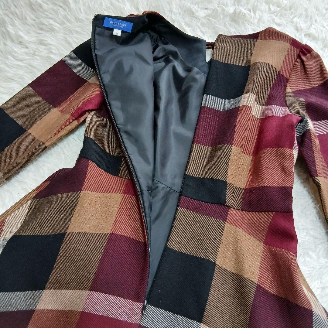 【美品】【BLUE LABEL CRESTBRIDGE】ウールビエラワンピース