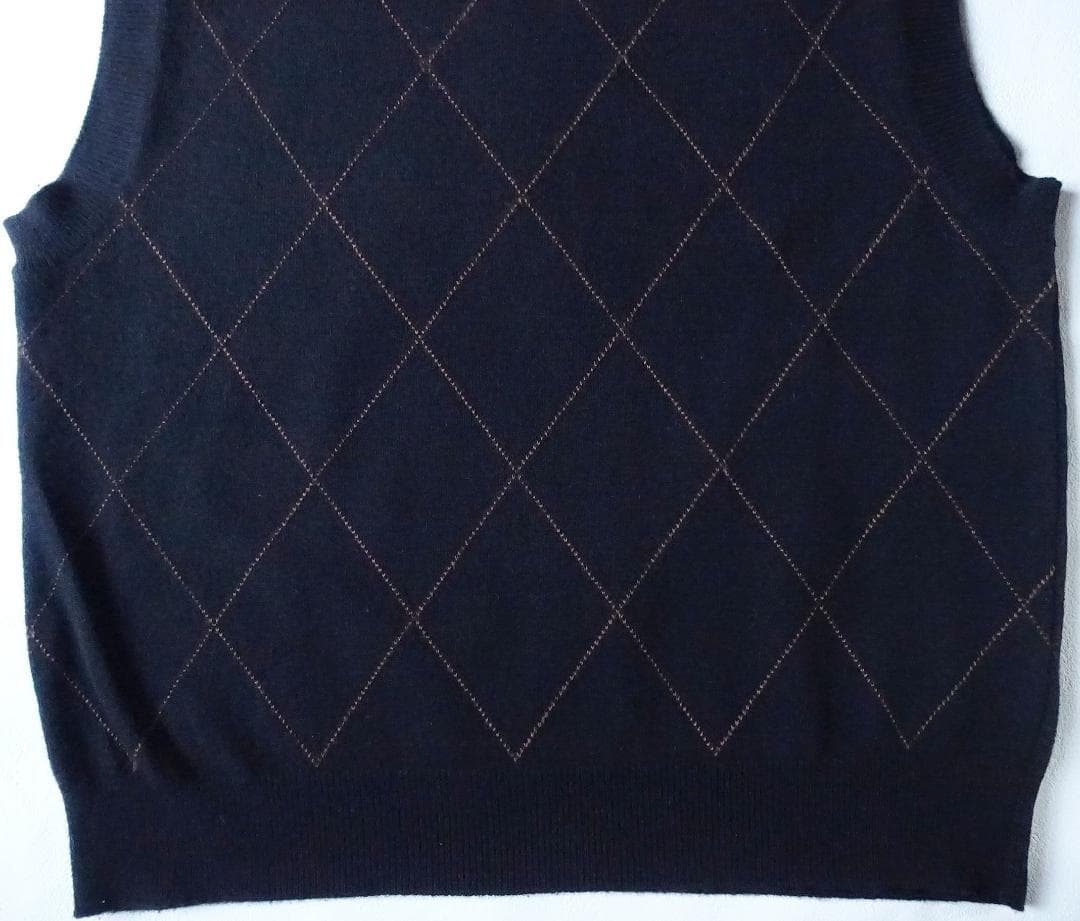 2024 マーガレットハウエル☆FINE WOOL アーガイル ニットベスト2黒