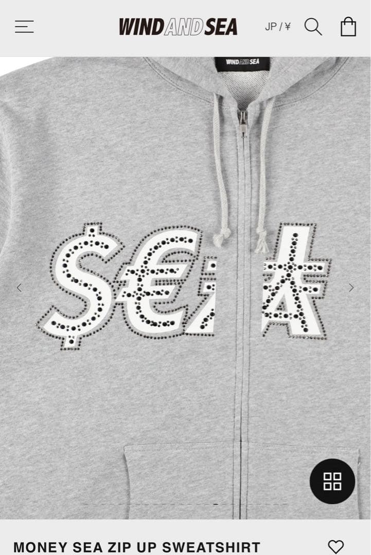 トップス WIND AND SEA MONEY SEA ZIP UP SWEATSHIRT
