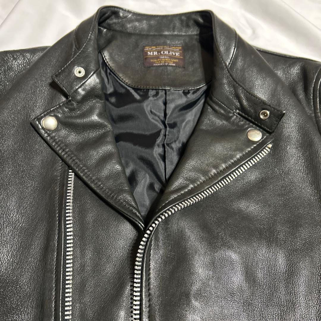 格安Mr.olive セミダブルライダースジャケット　ラムレザーレザージャケット