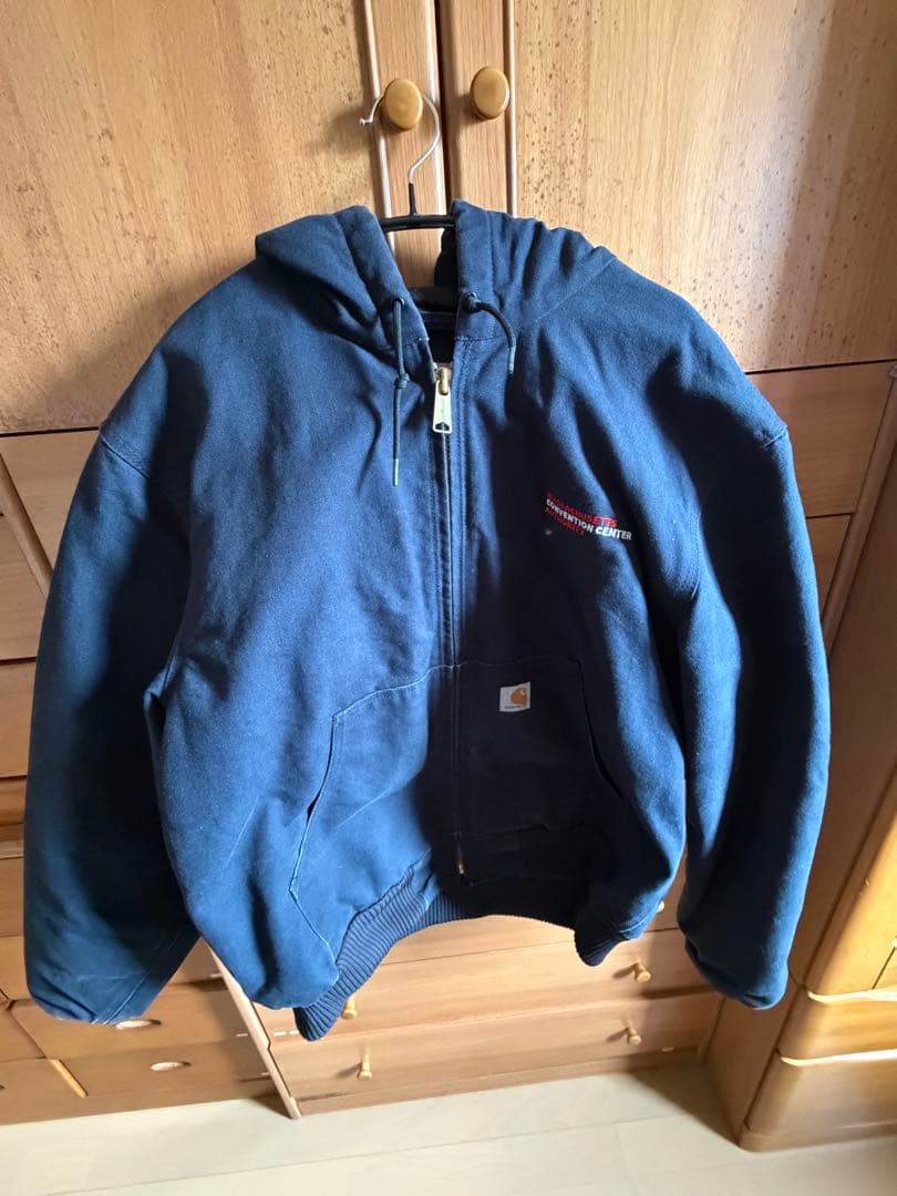 最終値下げ Carhartt ネイビー アクティブジャケット 企業ロゴ