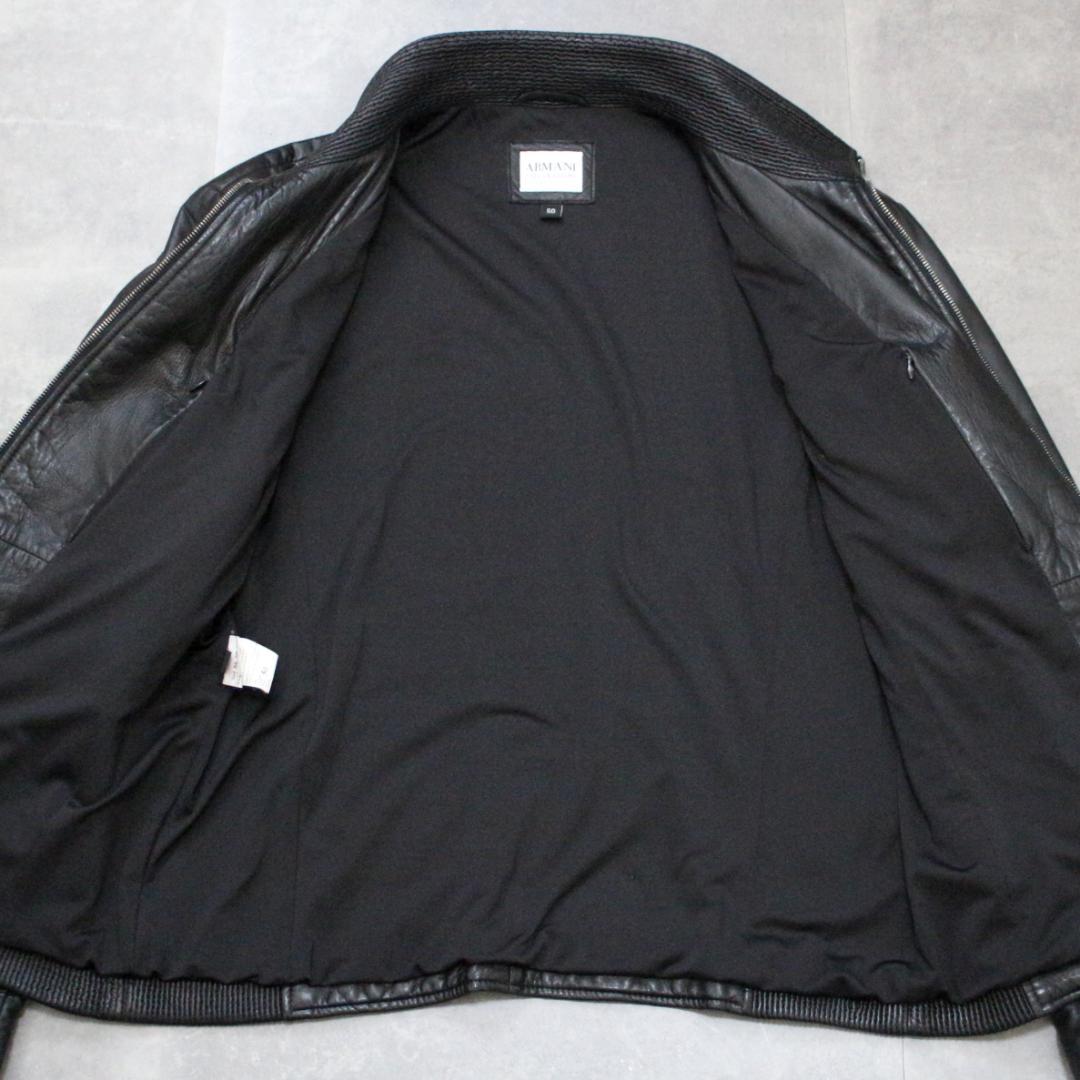 ARMANI COLLEZIONI レザージャケット 黒 50 XL シングル