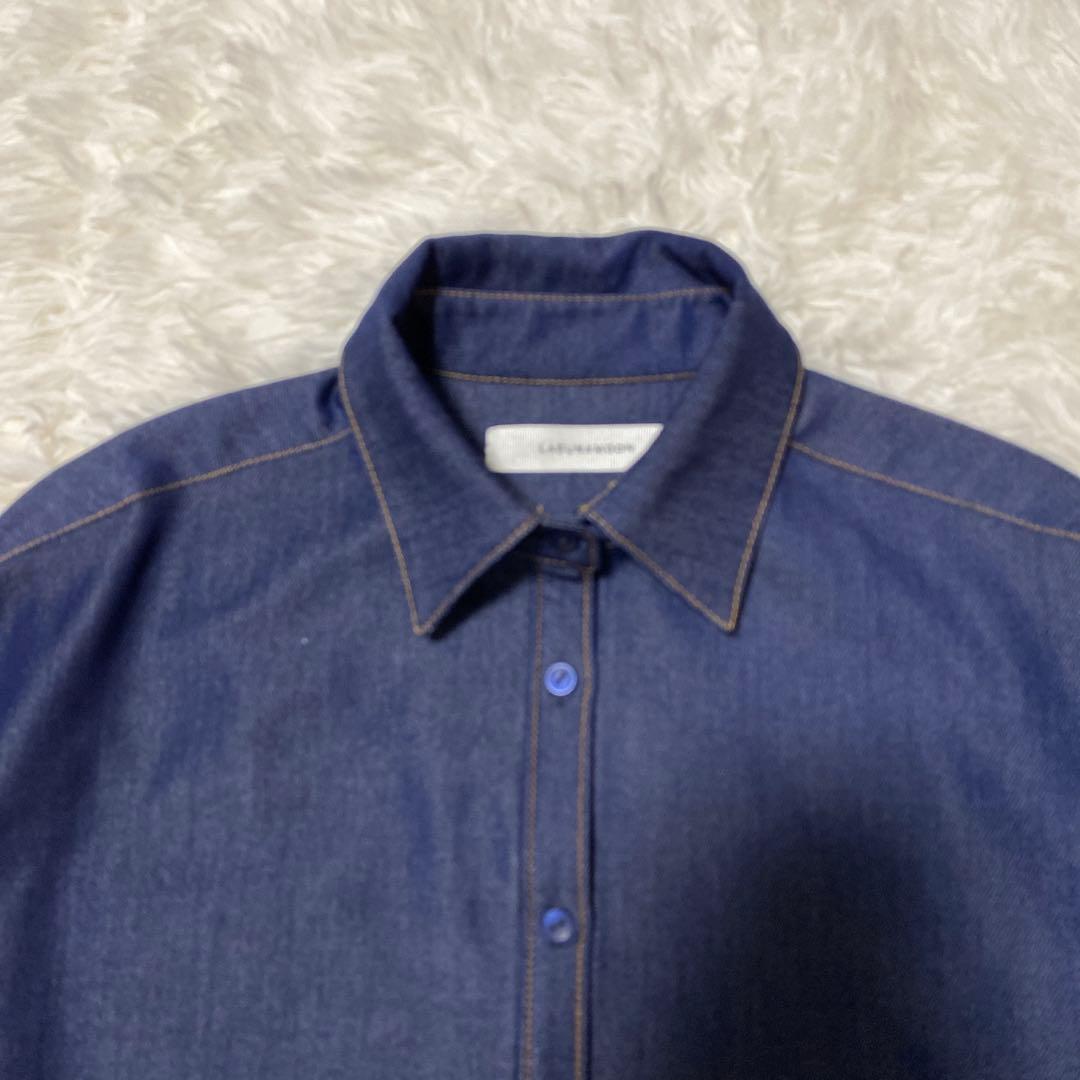 【美品】 ラグナムーン　柳橋唯コラボ　ワイドスリーブタイネック シャツ