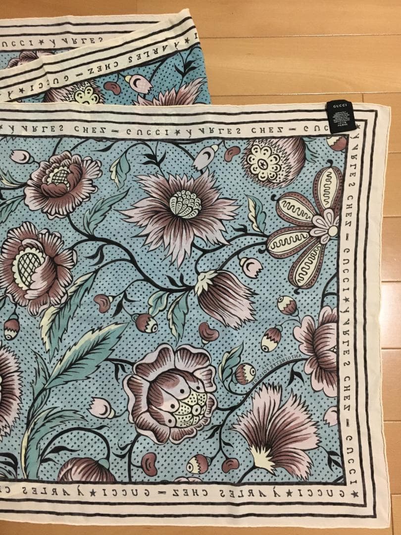 【美品】GUCCI グッチ スカーフ フローラル 花柄 シルク イタリア製