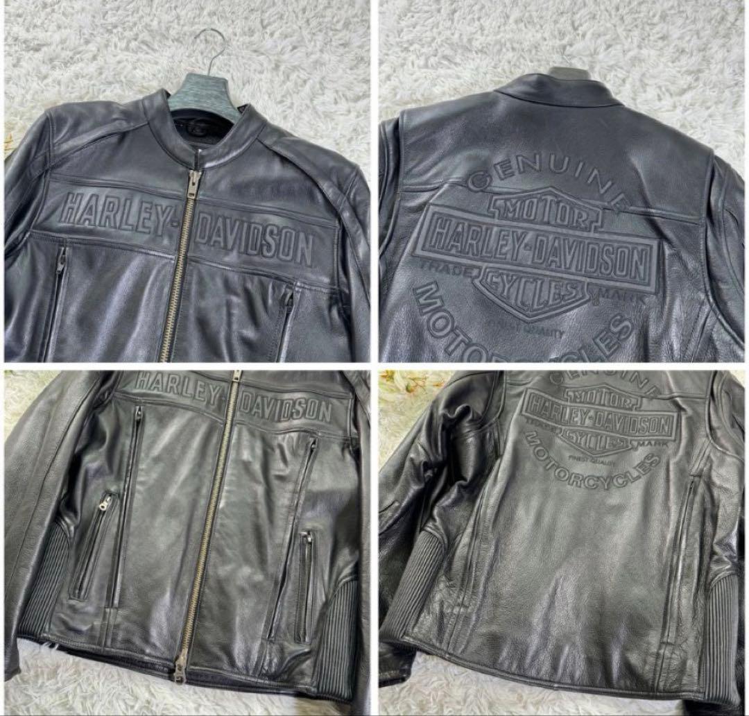 HARLEY DAVIDSON フード付きレザージャケット ブラック サイズM