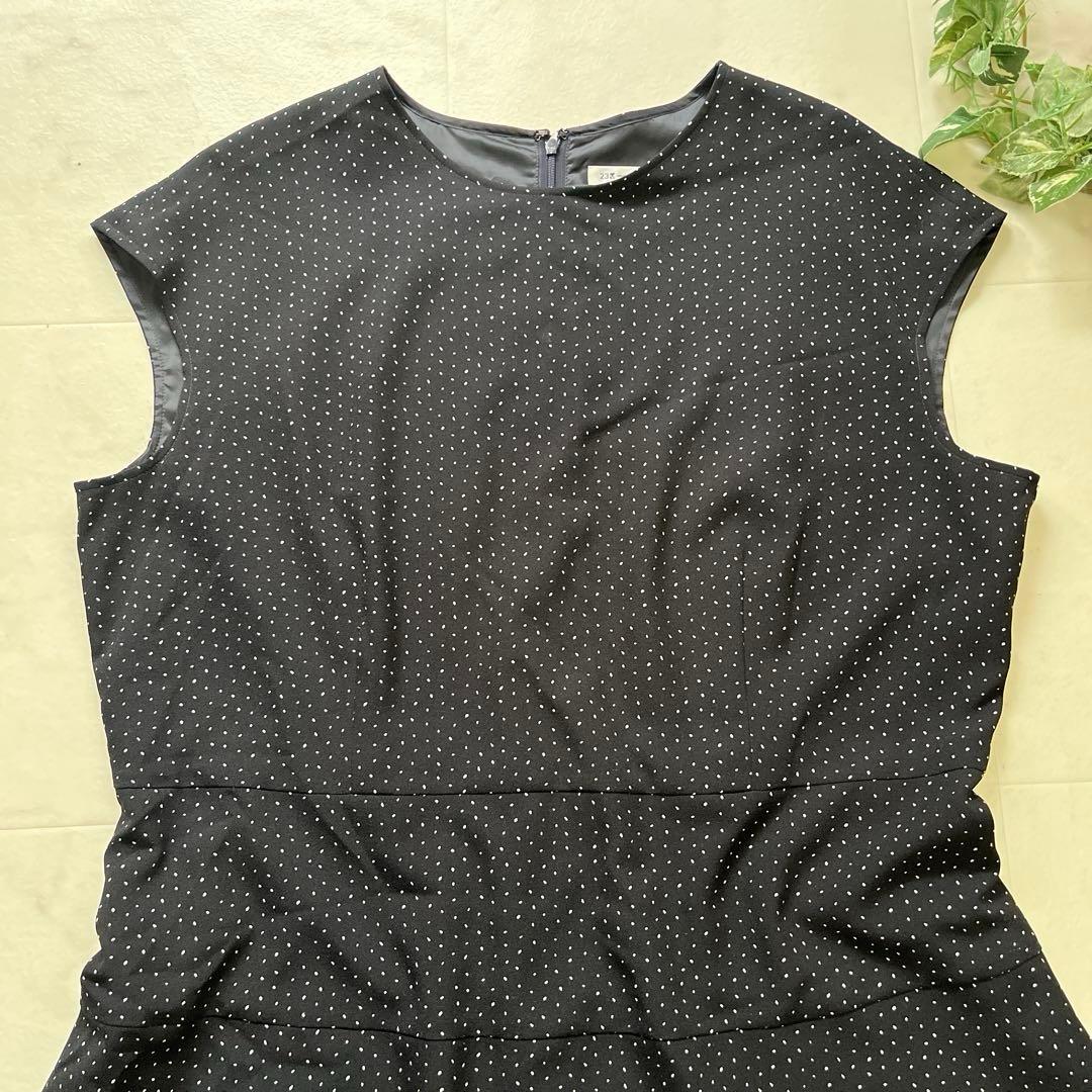 美品　希少　23区 大きいサイズ50 ドットフレンチスリーブロングワンピース