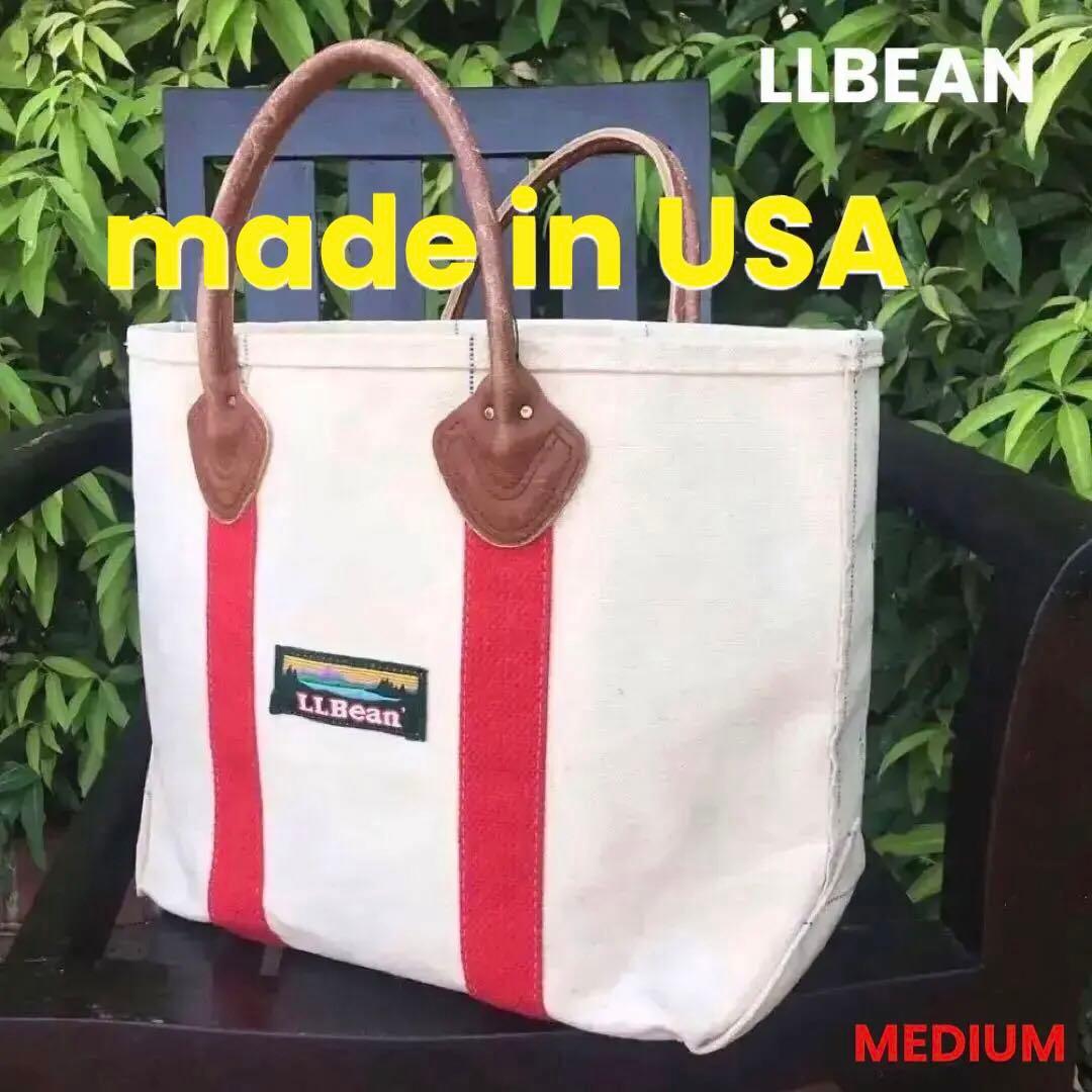 珍品／70~80s両サイド2本青セルビッチ／LLBEAN／トート／M／赤／旧タグ
