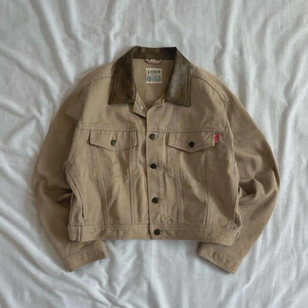 vintage デニムジャケット 短丈 ベージュ ウエスタン アメカジ レトロ