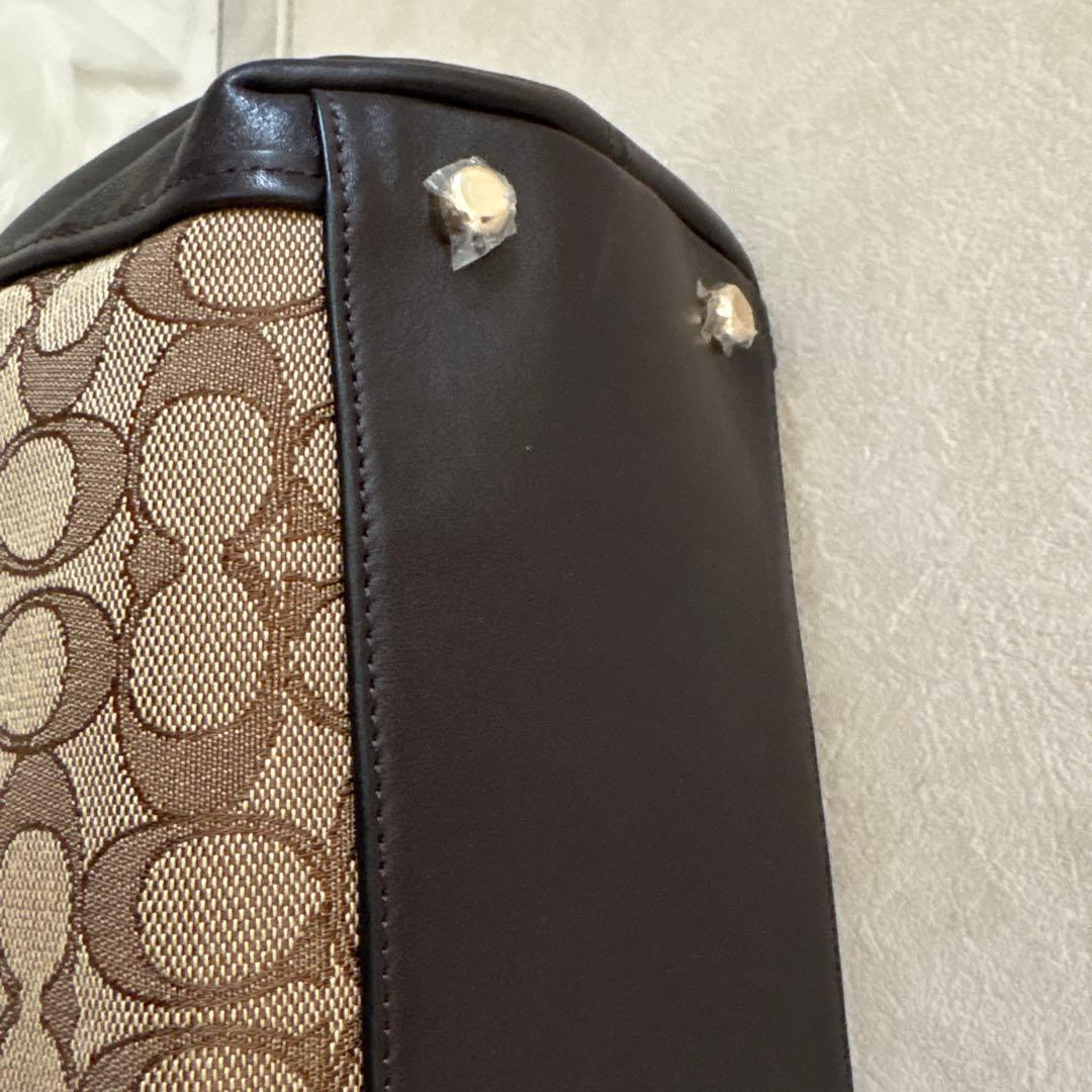 【美品】coach / イーディー /シグネチャージャガード　茶色