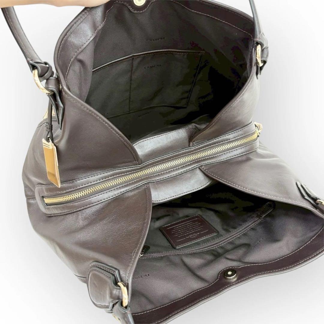 【美品】coach / イーディー /シグネチャージャガード　茶色