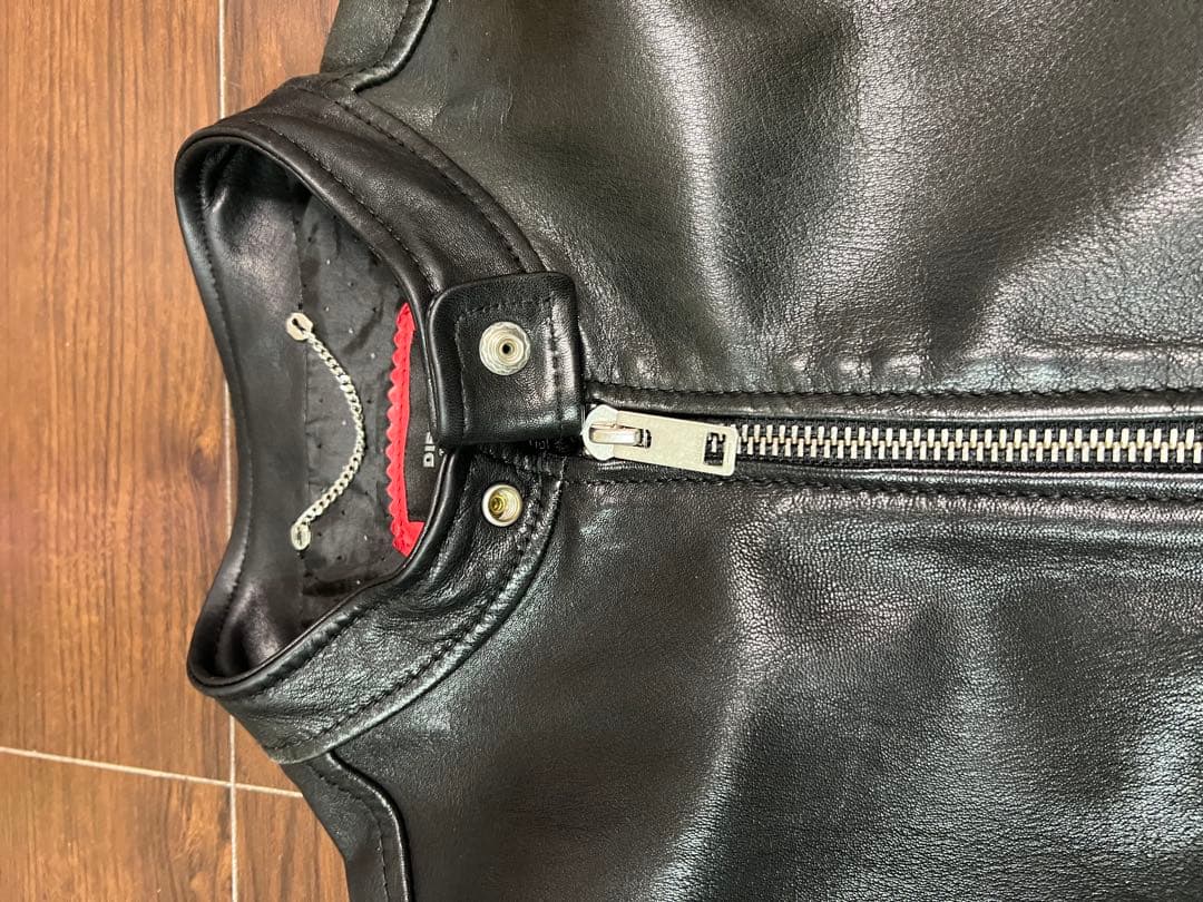 DIESELブラックレザー シングルライダースジャケット