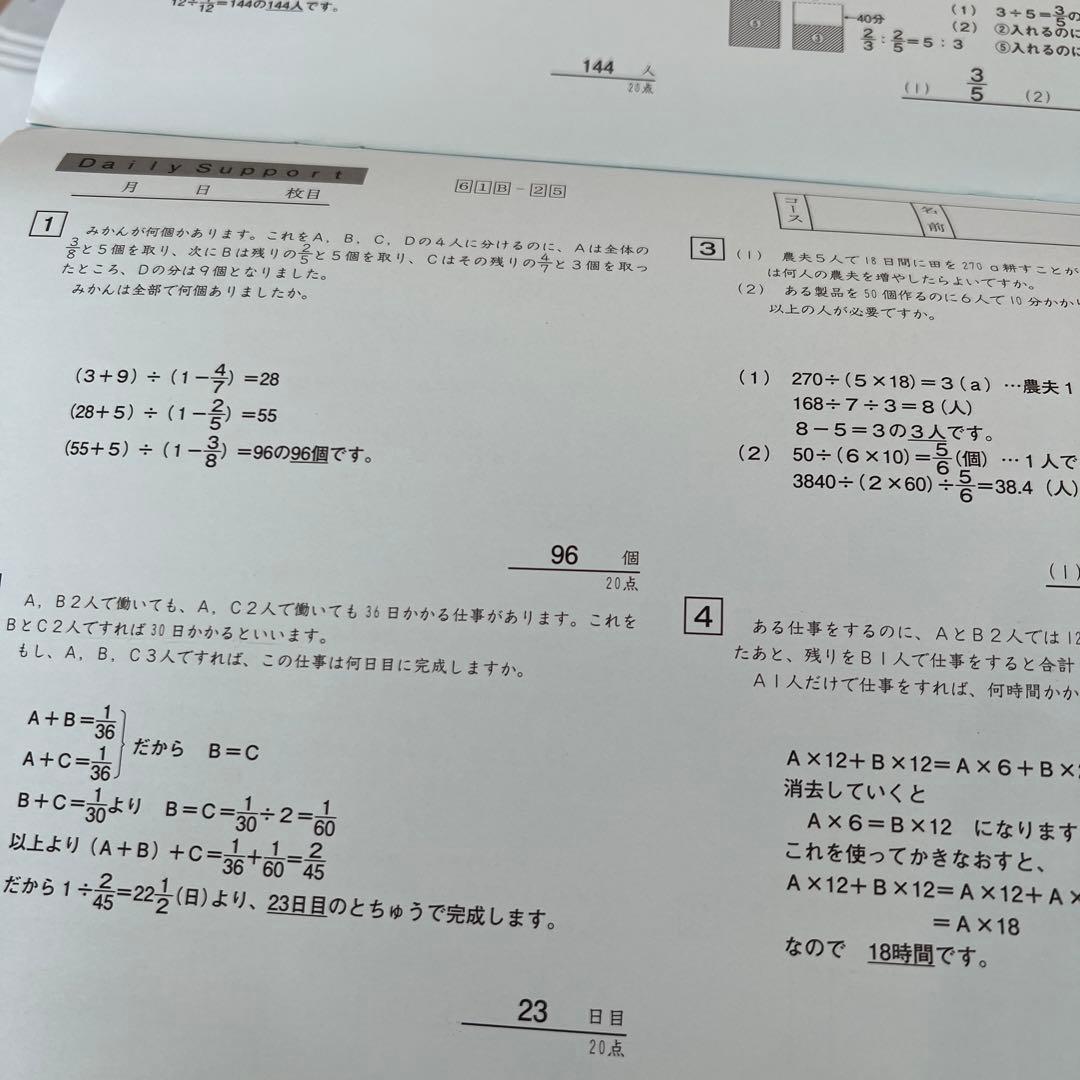 SAPIX 6年 デイリー サポート サピックス 2025 算数 テキスト 最新