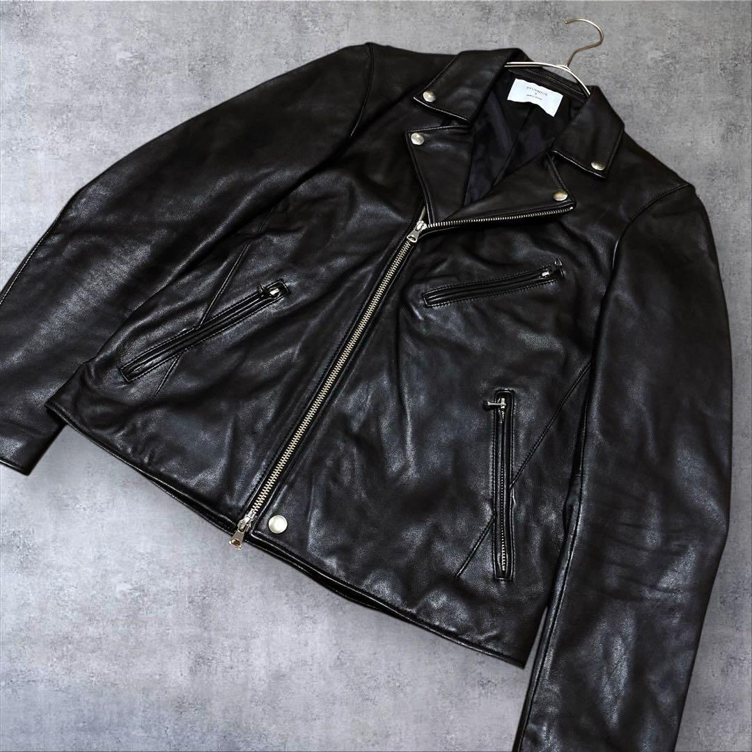 美品 STUDIOUS ラムレザー ダブルライダース 黒 サイズ2 日本製