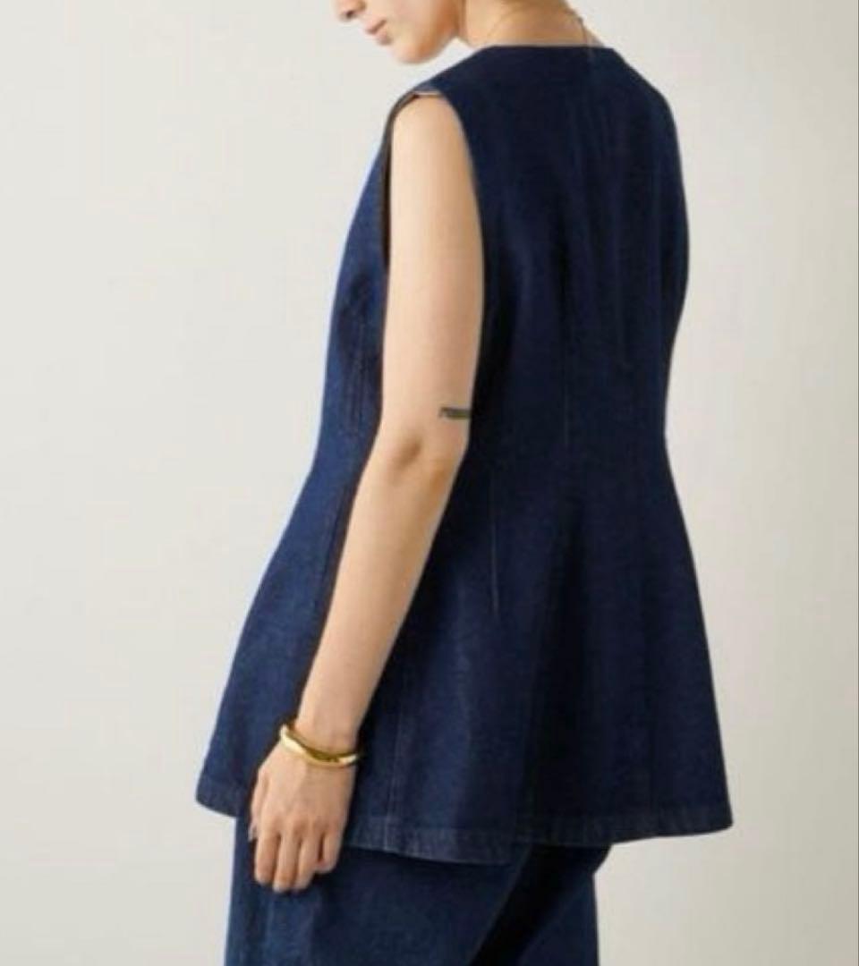 Whim Gazette デニムペプラムジレベ ストジップアップフリ-美品