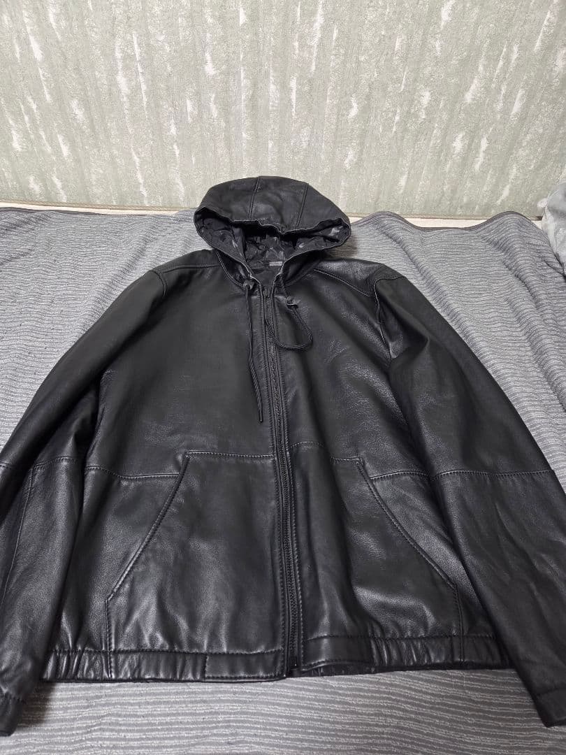 【極美品】COACH ラムレザー フーデッドジャケット シグネチャー 黒