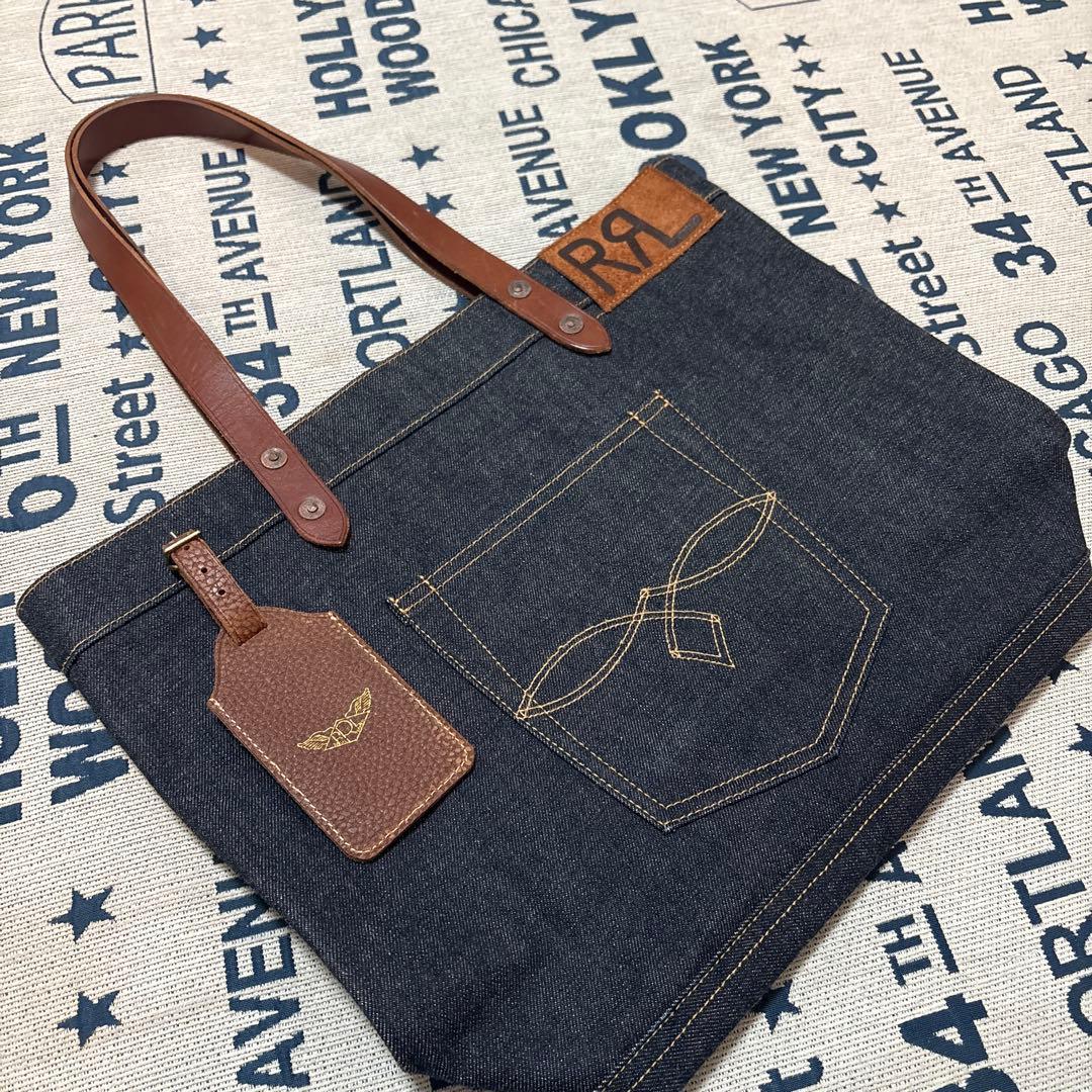 美品 RRL デニムトートバッグ カードケース付き