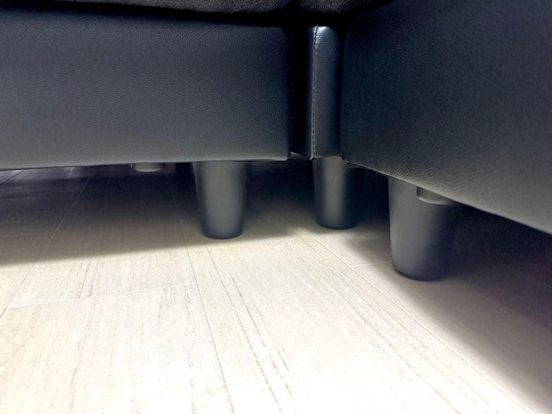 【洗える】３人掛けカウチソファ（チャコールグレー×ブラック）