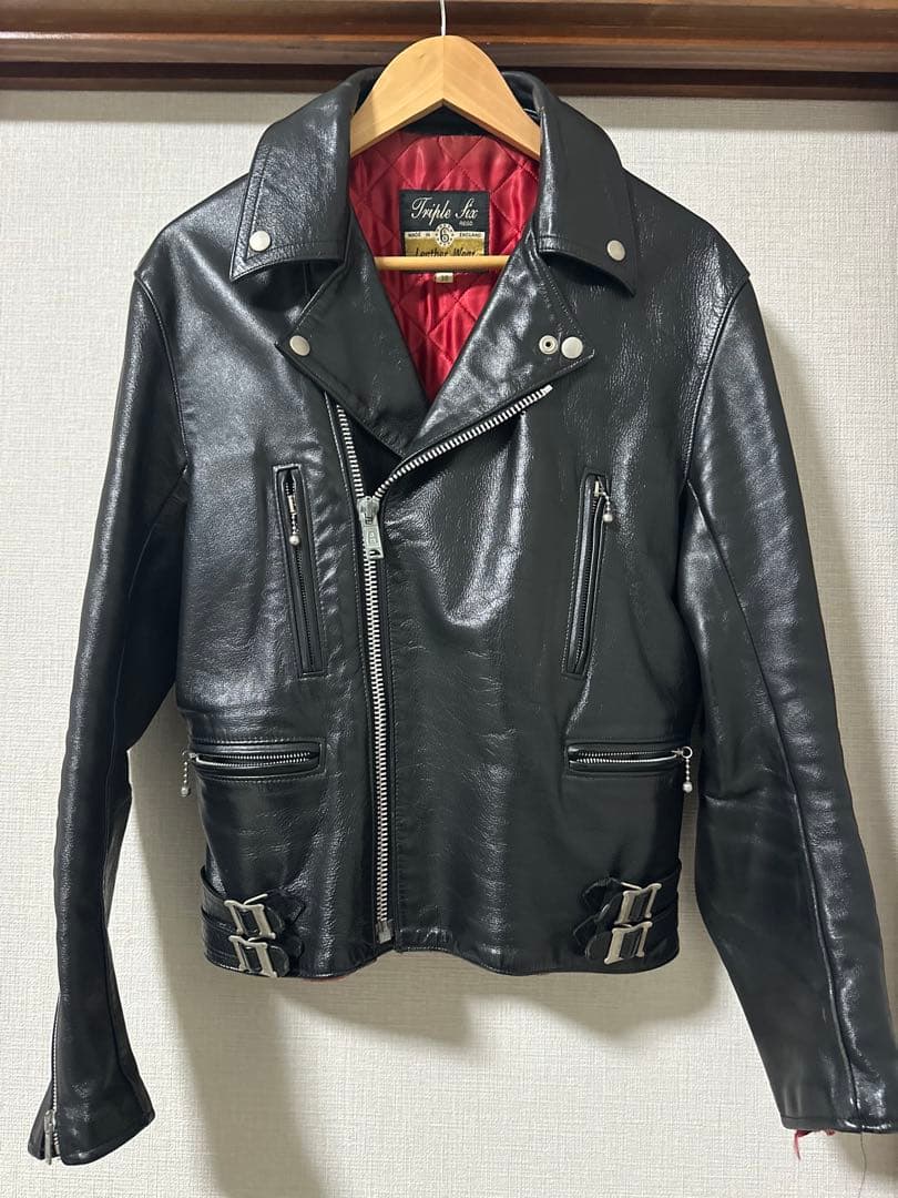 ケ*ン様 666 レザー ダブルライダースジャケット サイズ38 ブラック 黒