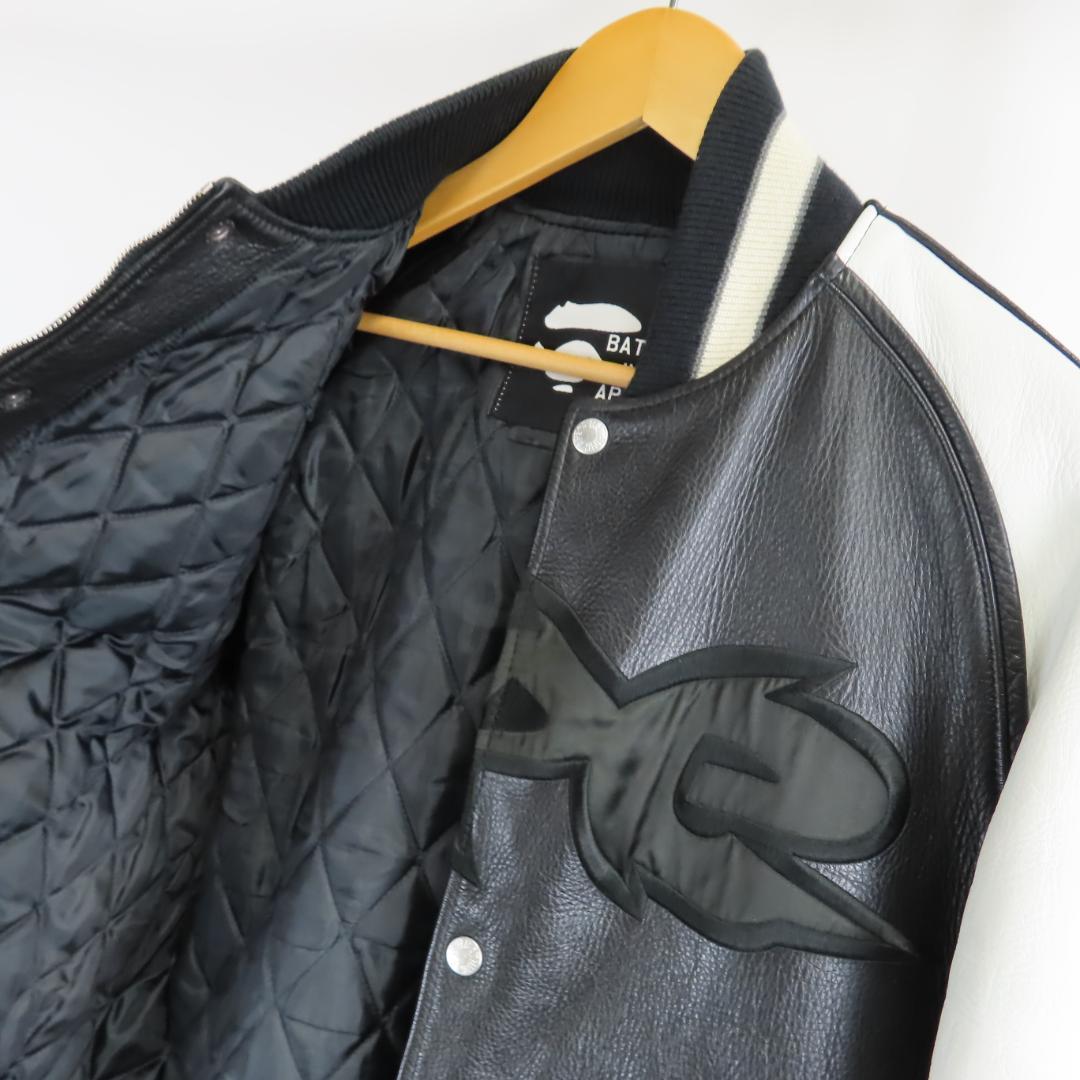 90s A BATHING APE 牛革 レザー ファイヤーパターン ジャケット