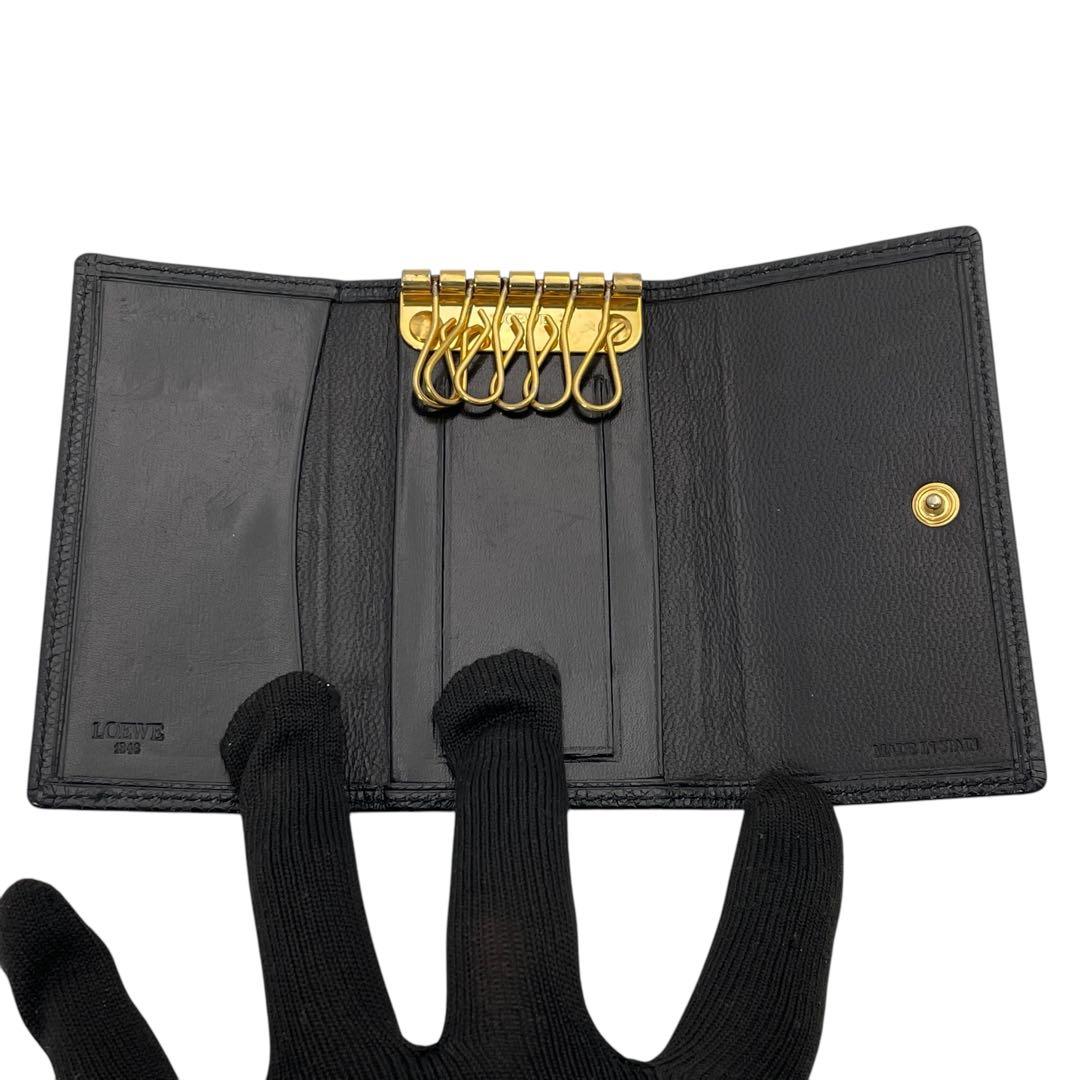 美品! LOEWE ロエベ レザー 6連キーケース ブラック
