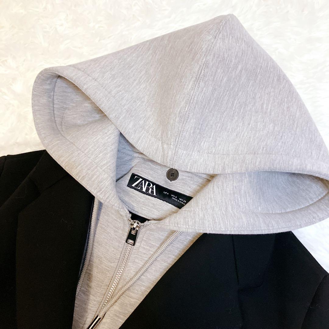 極美品✨ZARA デタッチャブルフード コントラストコート　S