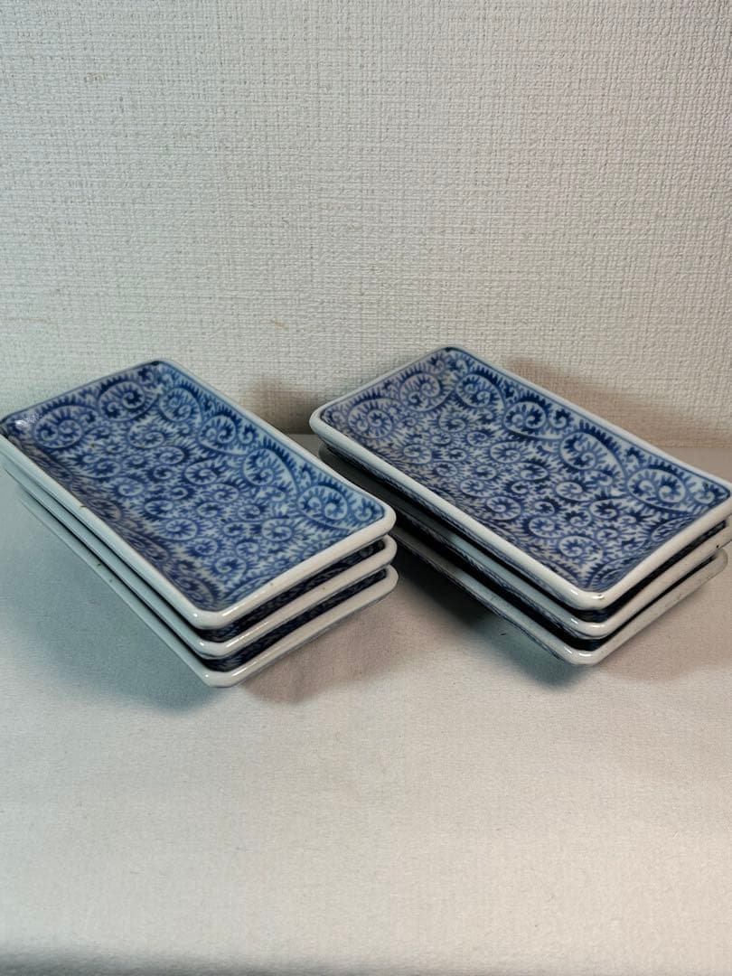 古伊万里写し タコ唐草角小皿 6枚　無傷