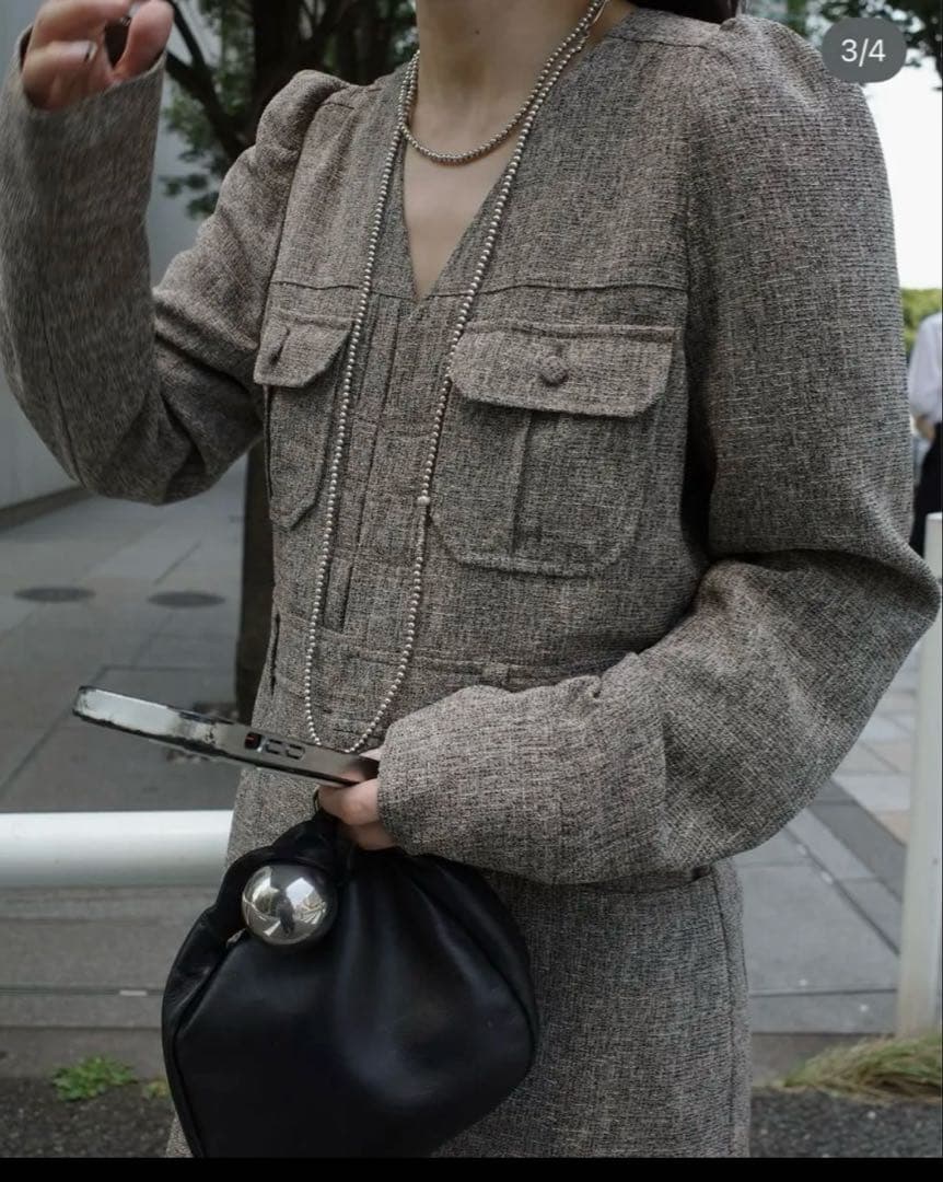 アメリ ADORABLE BACK RIBBON TWEED DRESS