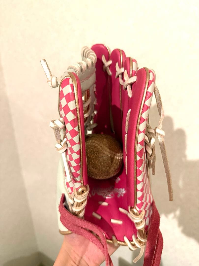 Rawlings 【限定モデル】軟式外野手用グローブ ピンク/ホワイト