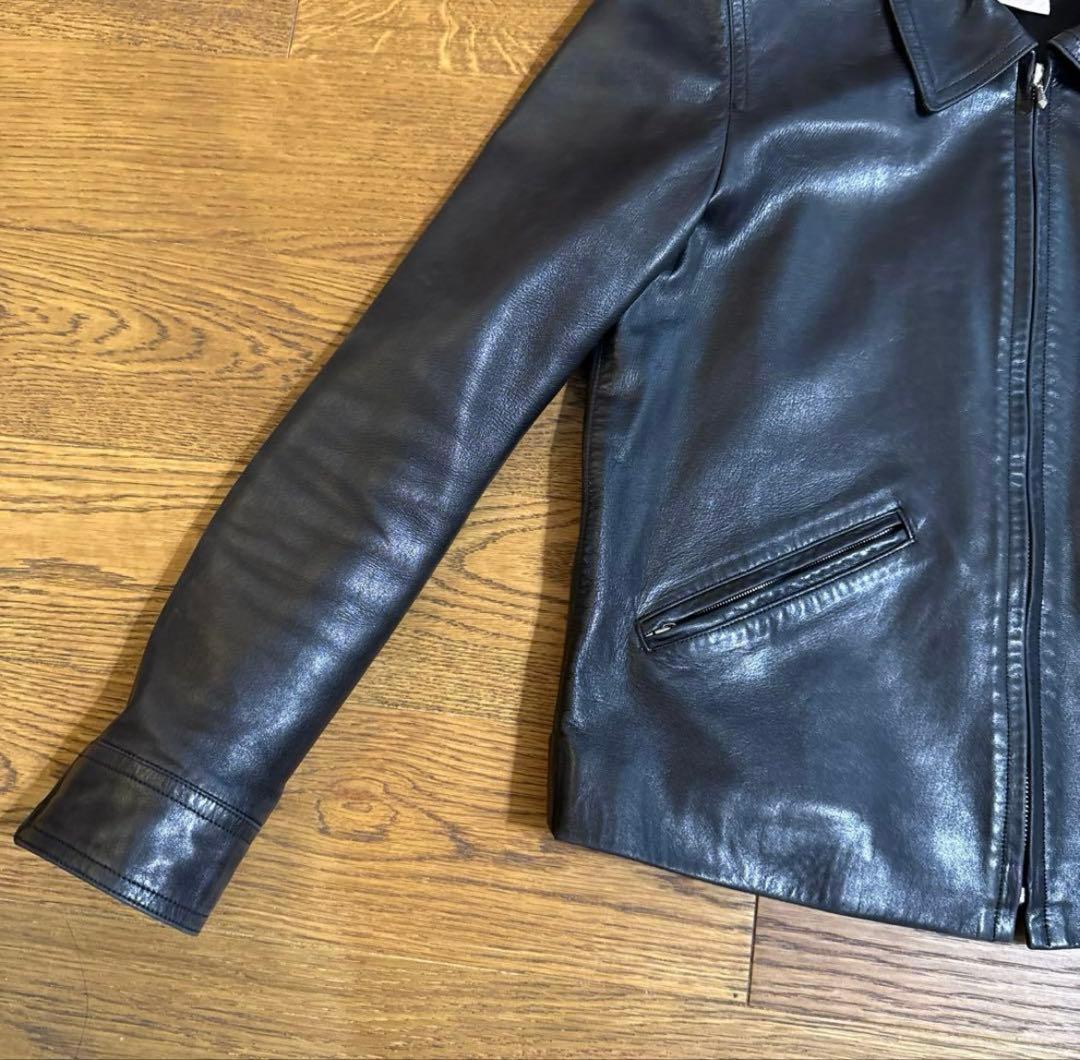 【希少】agnes b. レザージャケット size2 短丈 ダークブラウン