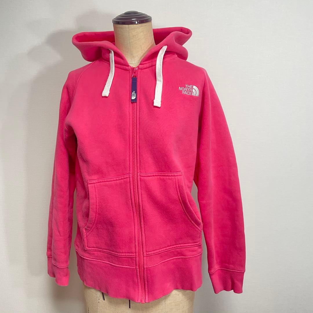 THE NORTH FACE ジップパーカー◎希少カラーデカロゴ ピンク×白色
