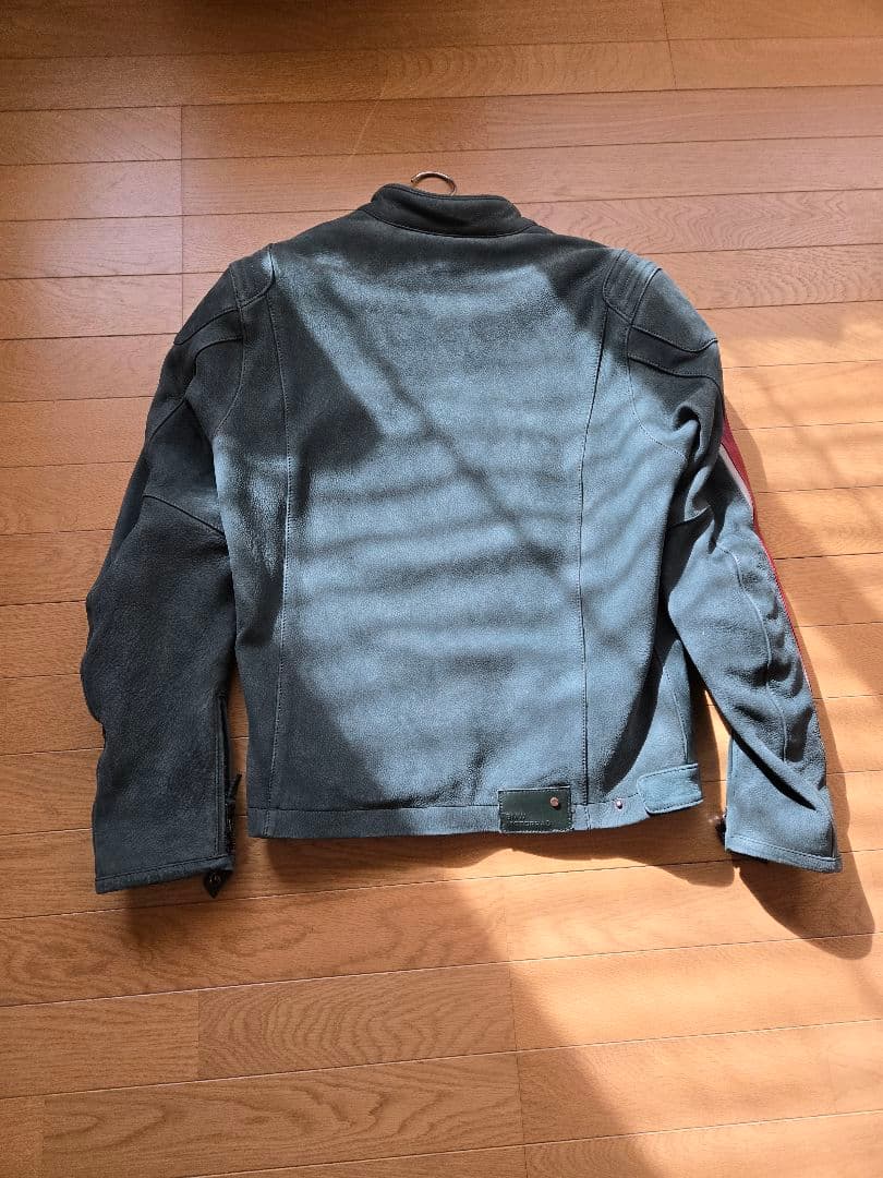 100周年レザージャケット グレー ストライプ