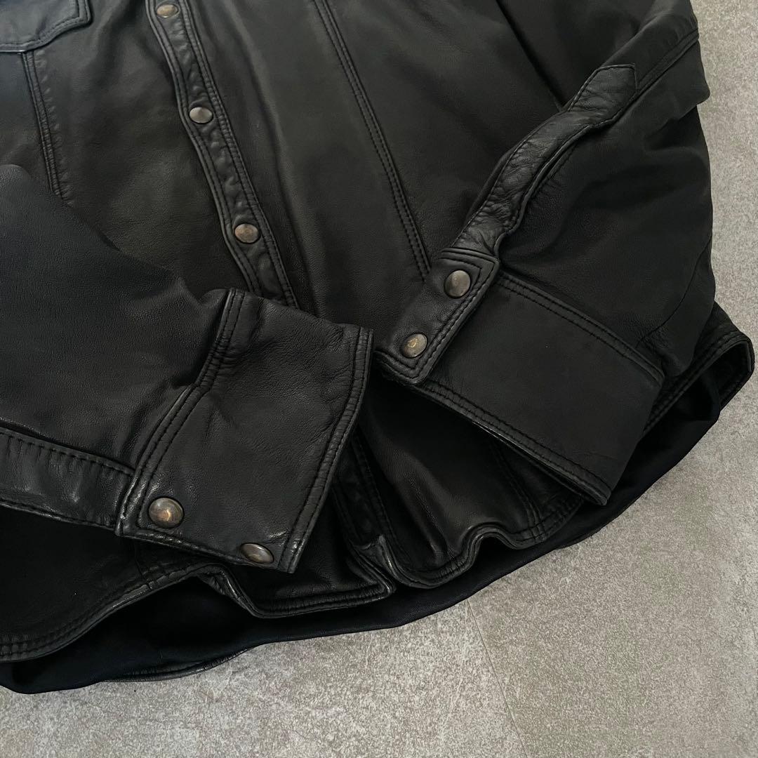 未使用★ドルチェ&ガッバーナ　ラムレザー　シャツジャケット　シワ加工　黒　44