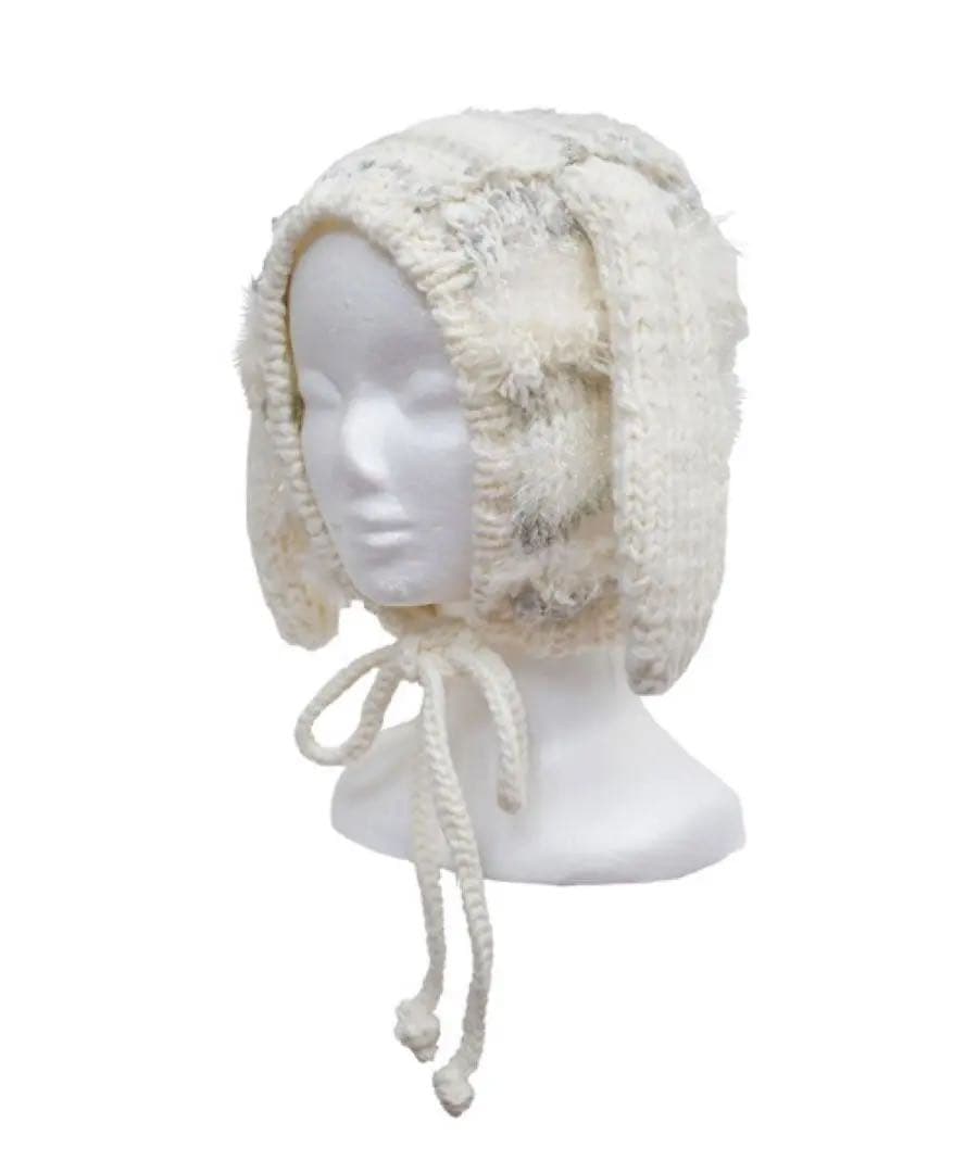 帽子 rurumu: 2022aw usa-mimi knit cap ivory
