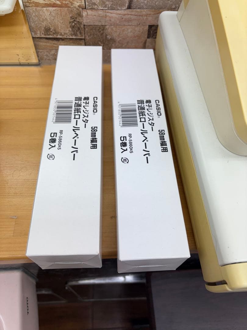 CASIO レジスター + ロールペーパー合計14個、専用レジインク5個他