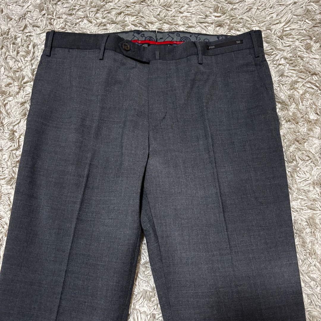 【美品】PT01 ノープリーツストレッチサマーウールスラックス EVOFIT50